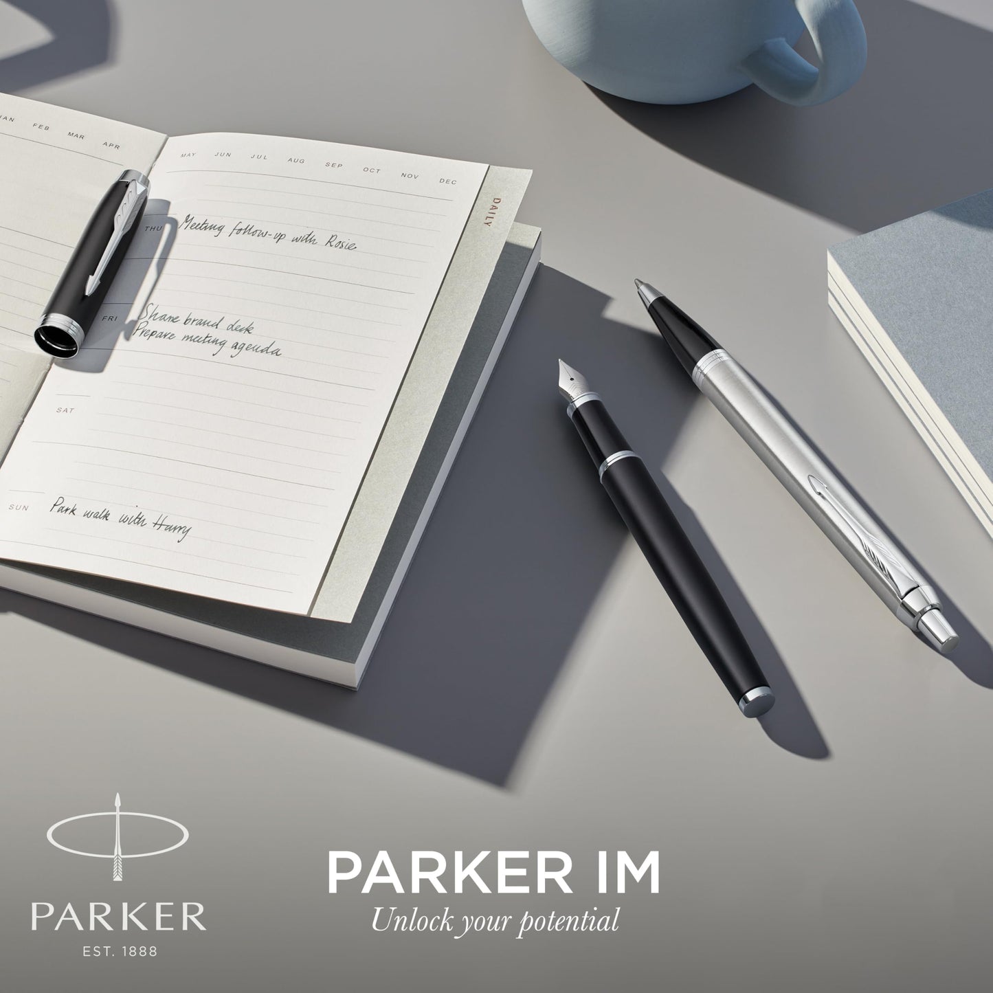Parker IM Rollerball Pen, Matte Blue, Fine Point, Includes Black Ink Refill - Smooth Writing, Sleek, Polished, Professional, Desk Essentials