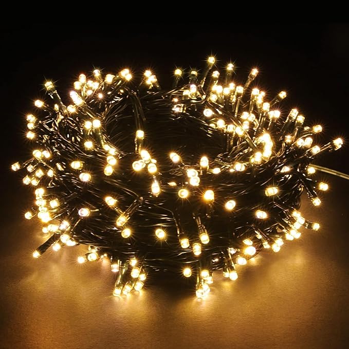 PMS 100-1000 LED Christmas Lights, Low Voltage Fairy String Lights with 8 Modes, Ideal for Xmax Tree, Garden, Home, Party, Halloween Festival Deco (Warm White, 200 LEDs)