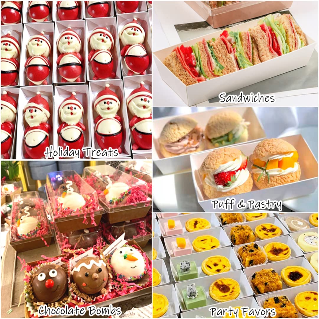 Ocmoiy Charcuterie Boxes with Clear Lids, 50 Pack Kraft Bakery Boxes, Cookie Boxes, Small Treat Boxes for Pastry, Sandwich, Cupcakes, Strawberries, Dessert To Go Containers
