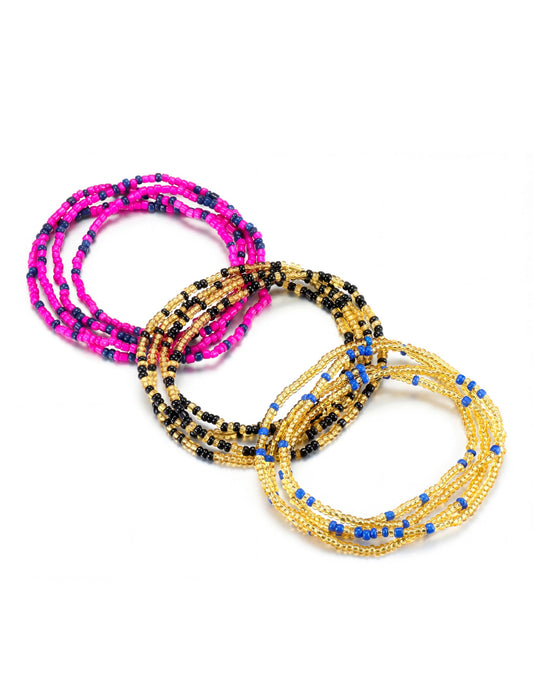 JeryWe Waist Beads for Women African Body Chain - Handmade Adjustable Colorful Elastic Waist Beads Stretching Body Accessories Belly Body Jewelry for Women Plus Size Beach Bikini Jewelry 12