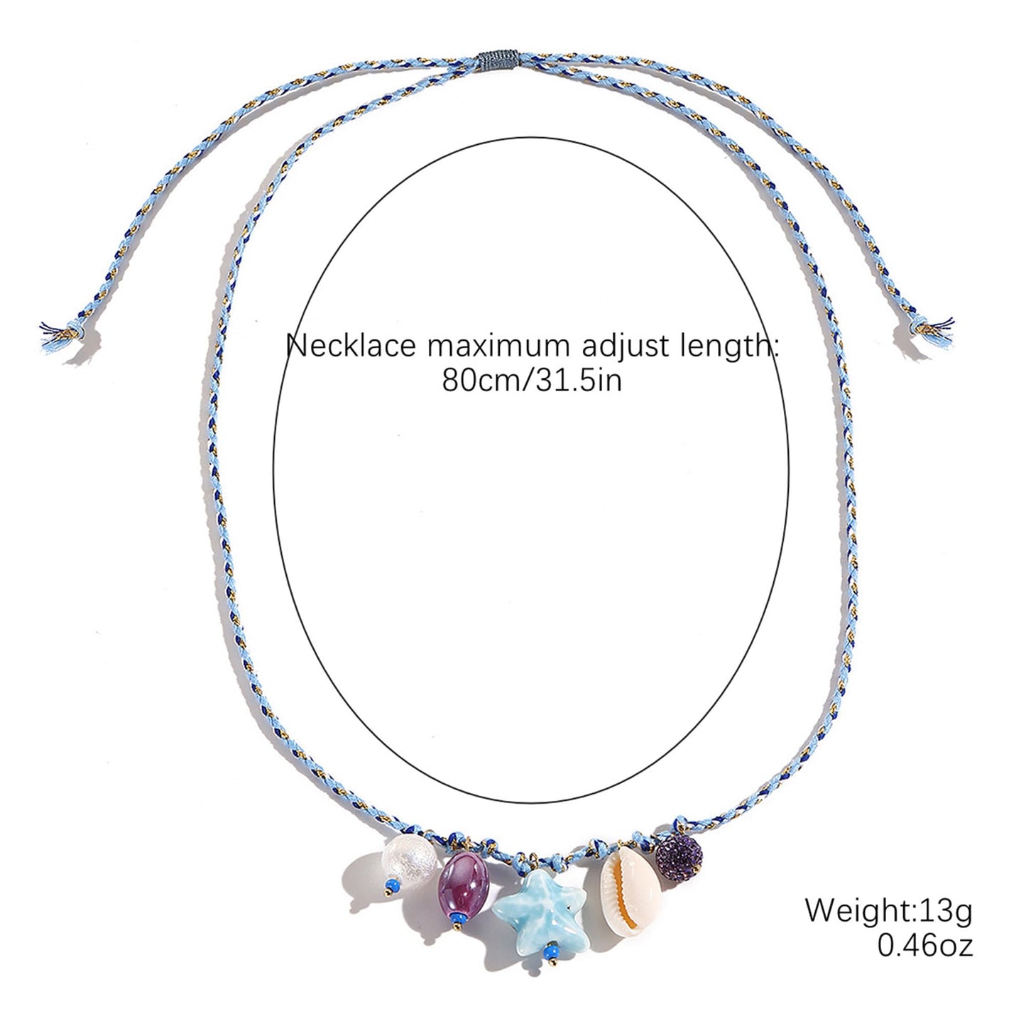 JAGWQRK Starfish Shell Charm Necklaces for Women Boho Adjustable Beaded Fish Shell Charm Necklace Hawaiian Summer Beach Surfe Party Present Jewelry