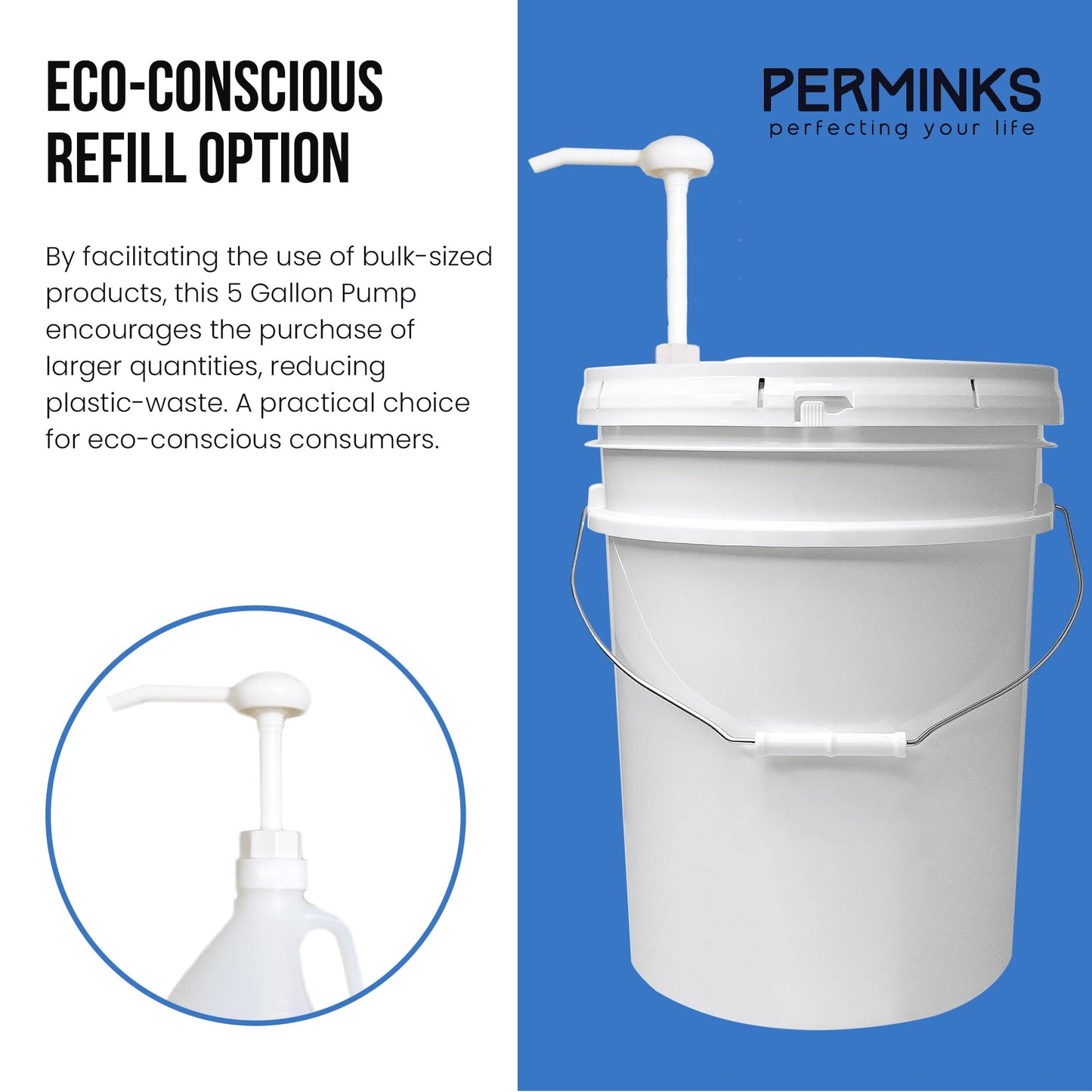 5 Gallon Pump Dispenser - Pump for 5 Gallon Bucket, Jug, Bottle, Large Container - Great for Shampoo & Conditioner, Laundry Detergent, Snow Cone Syrup, Bleach Liquid, Oil & More (Pack of 3)