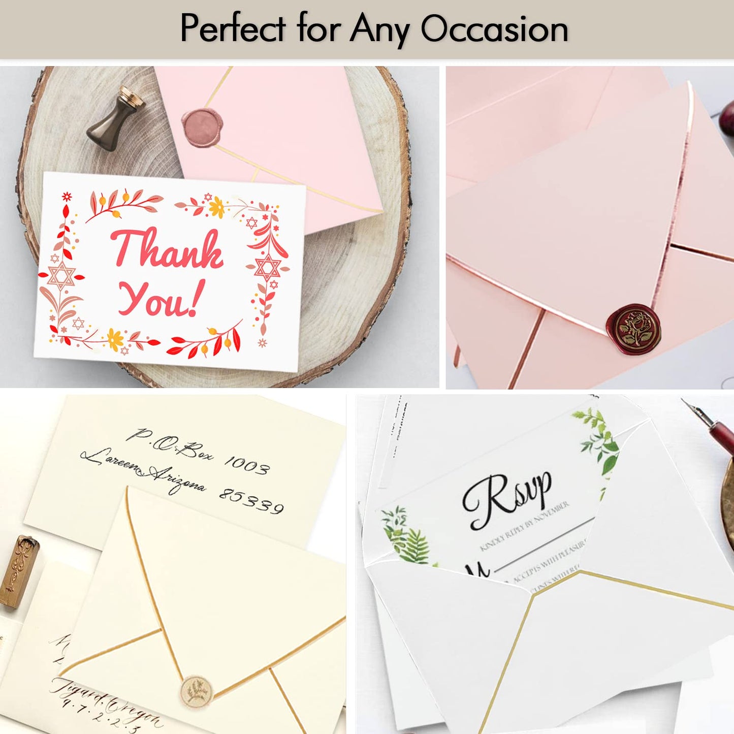 A7 Ivoy Envelopes 5 x 7 With Gold Border,- 50 Pack,For 5x7 Cards| Quick Self Seal| Perfect for Weddings, Invitations, Photos, Graduation, Baby Shower| Thick Luxury paper|5.25 x 7.25 Inches (Ivory)
