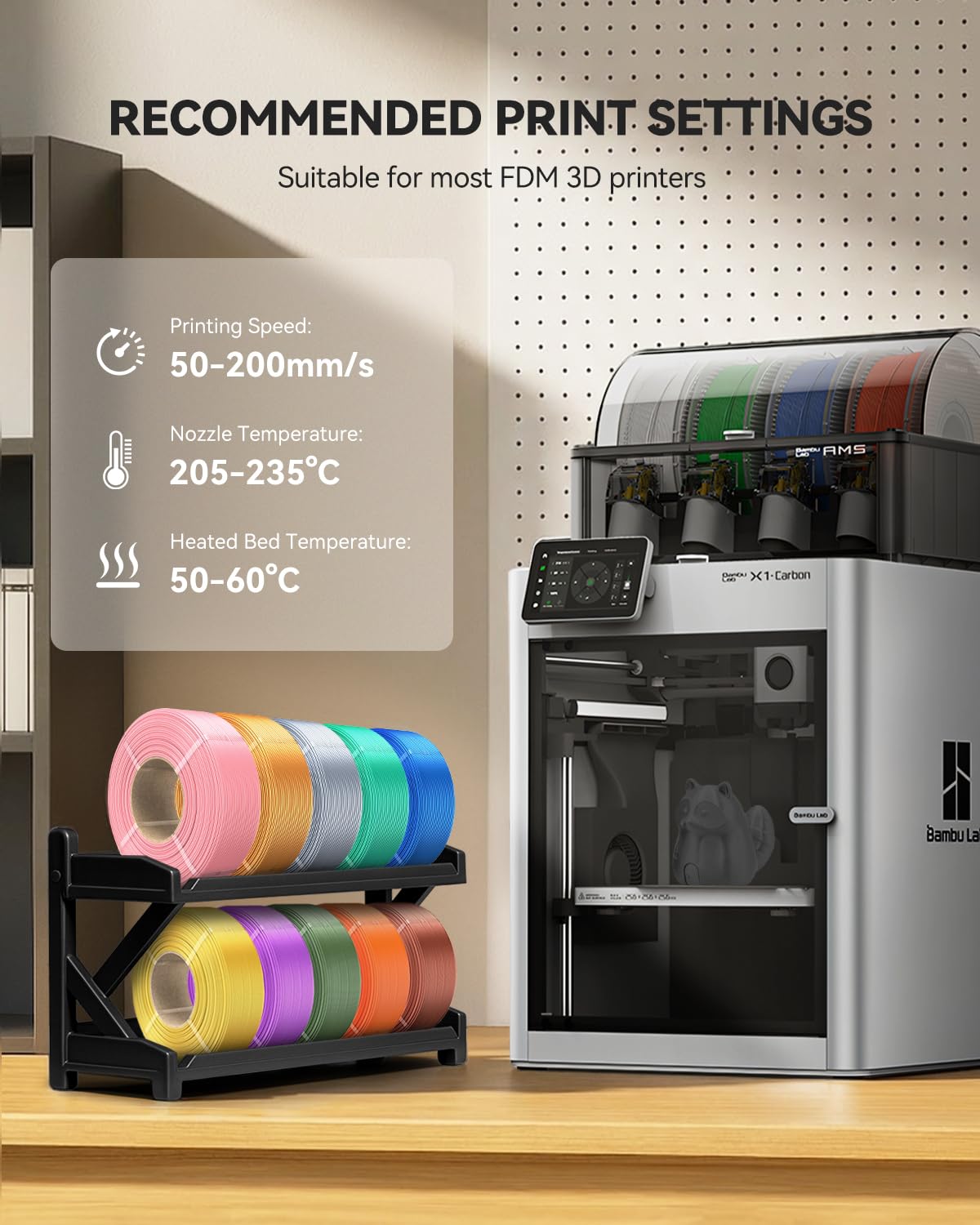 SUNLU 4KG Silk PLA Plus Filament Refill, No-Spool 3D Printer Silk Filament 1.75mm for Reusable Spools, Compatible with Bambu Lab 3D Printers, 1KG/Roll, 4 Packs, Light Gold+Silver+Black+Grey