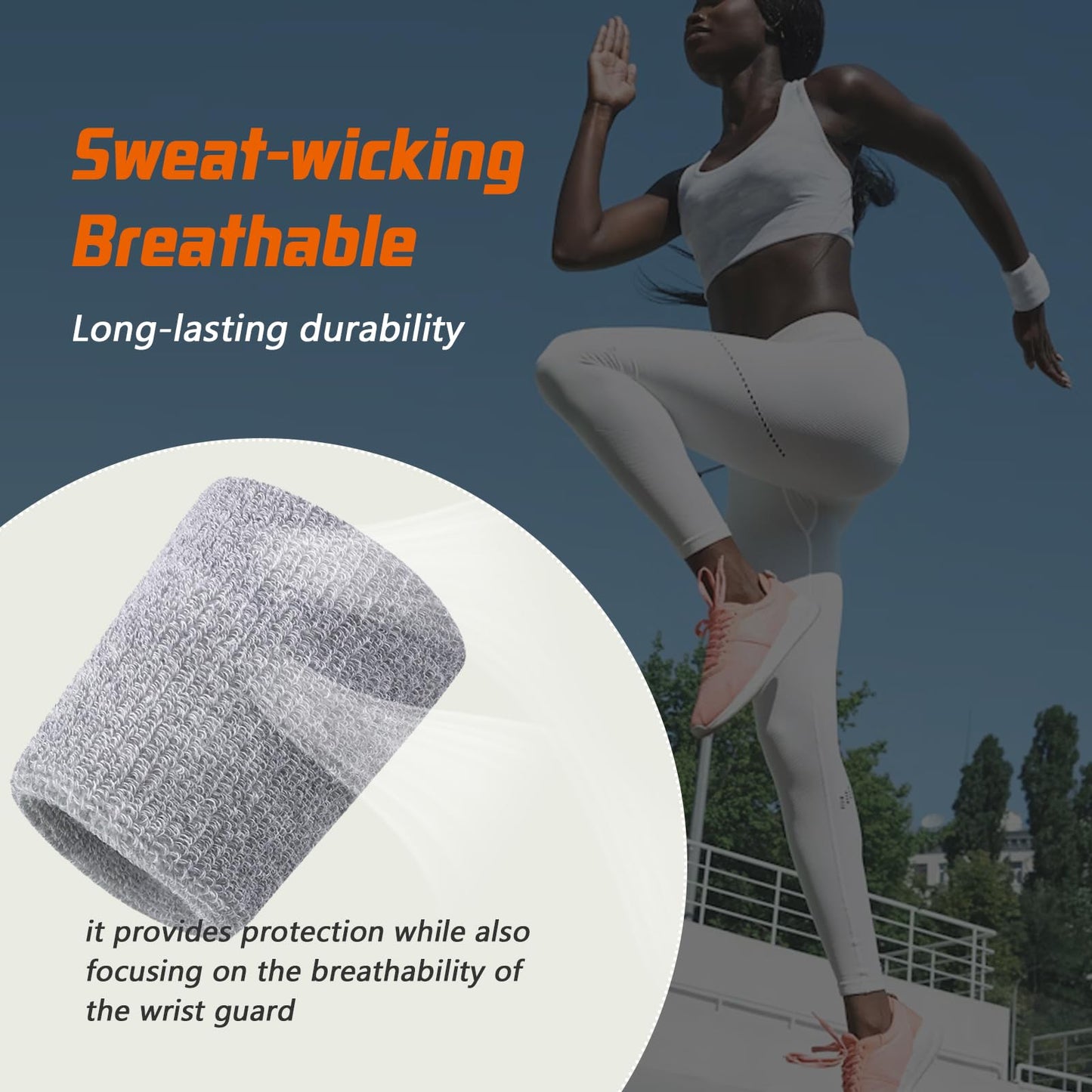 2Pairs Wrist Sweatbands Absorbent Breathable Sweat Bands Elastic Sports Wrist Sweatbands for Men and Women Sports Tennis Gym Work Out(Black+Gray)