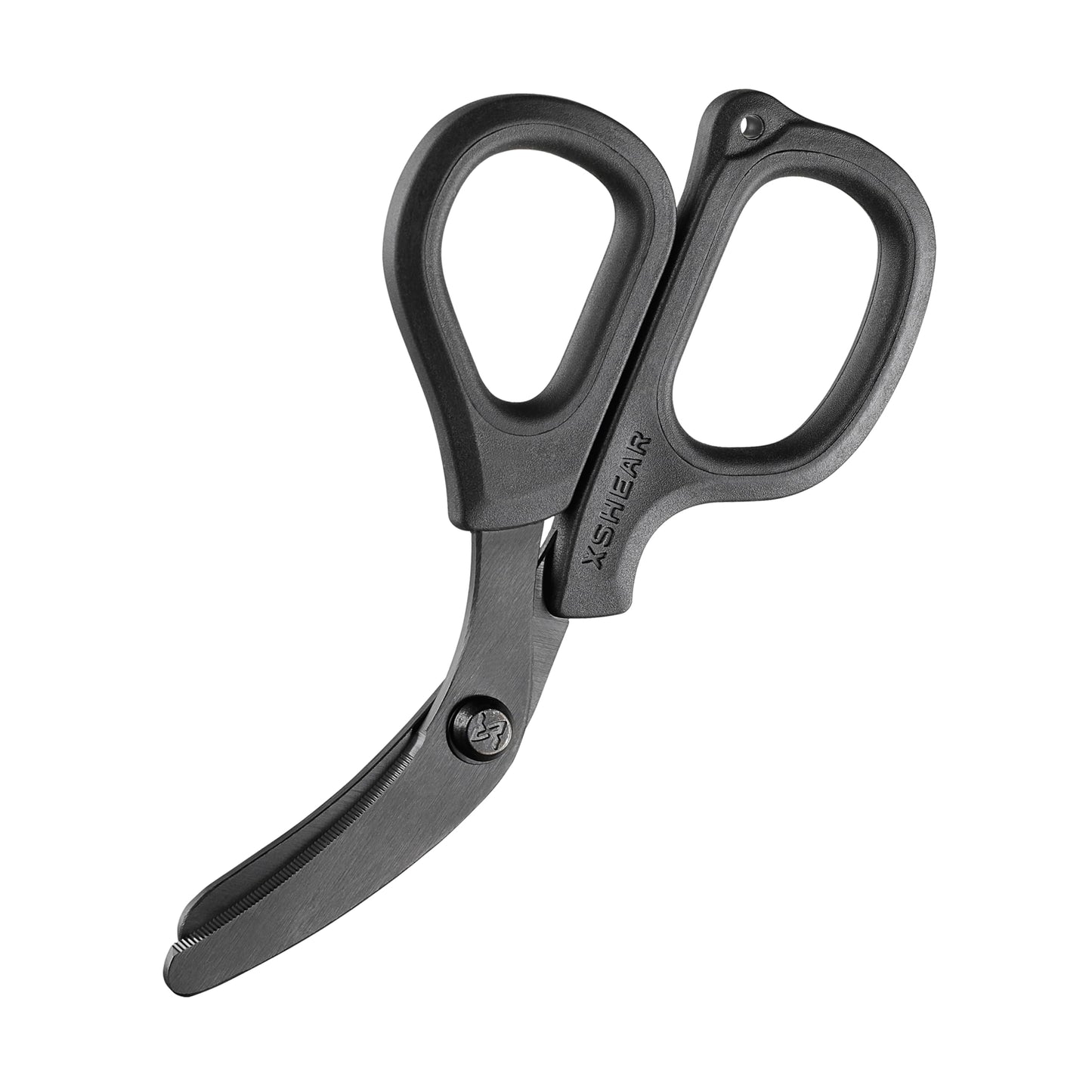 XShear Mini 6" Trauma and Nurse's Shear. Razor sharp and compact scissors, perfect for EMTs, doctors, ICU, wound care and bandages (All Black)
