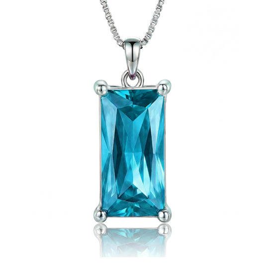 Kuschelkatze 8mm x 16mm Square December Birthstone Turquoise Pendant Necklace – Fashion charming Sterling Silver Gift for women