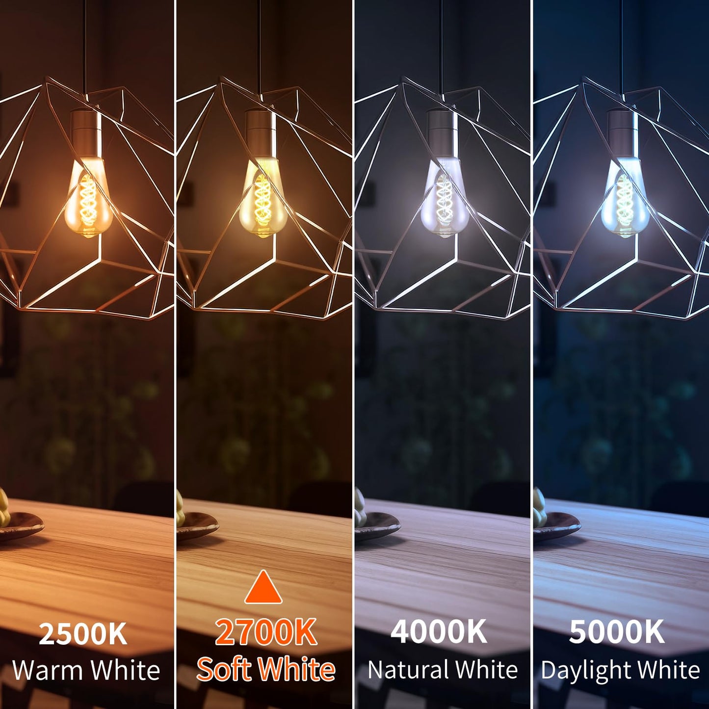 Decoaui E26 ST64 Vintage Edison Light Bulbs, Smoky Grey Coated Glass, Dimmable, 4W(20W Equivalent) 150 Lumens, 2700K Soft White, Spiral Filaments Design, Antique Style, 25000 Hrs, 6-Pack