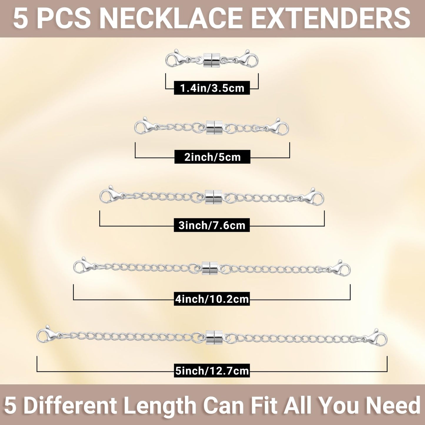 MKCYD Necklace Extender with Magnetic Clasps, Silver Magnetic Necklace Clasps and Closures with Necklace Extenders for Women