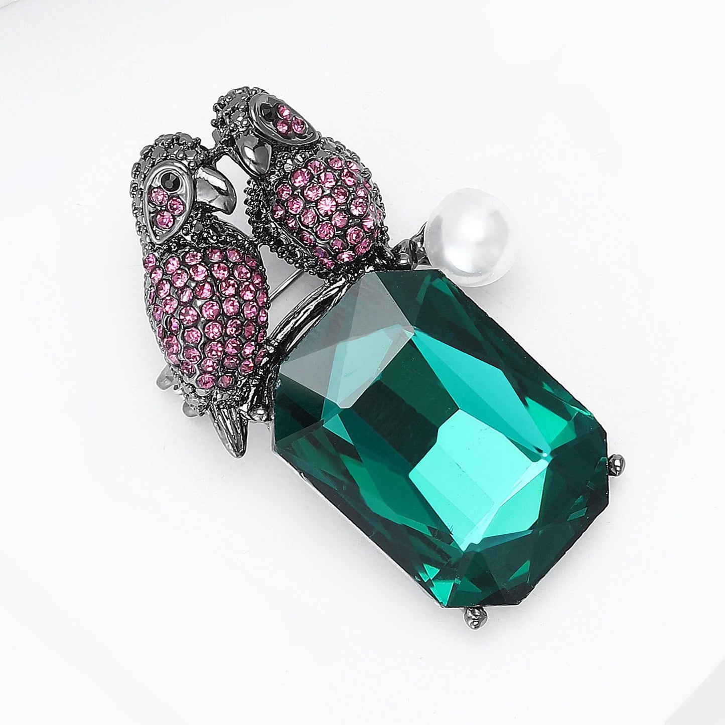 Parrot Brooch for Women Green Rhinestone Parrot Pin Animal Brooch