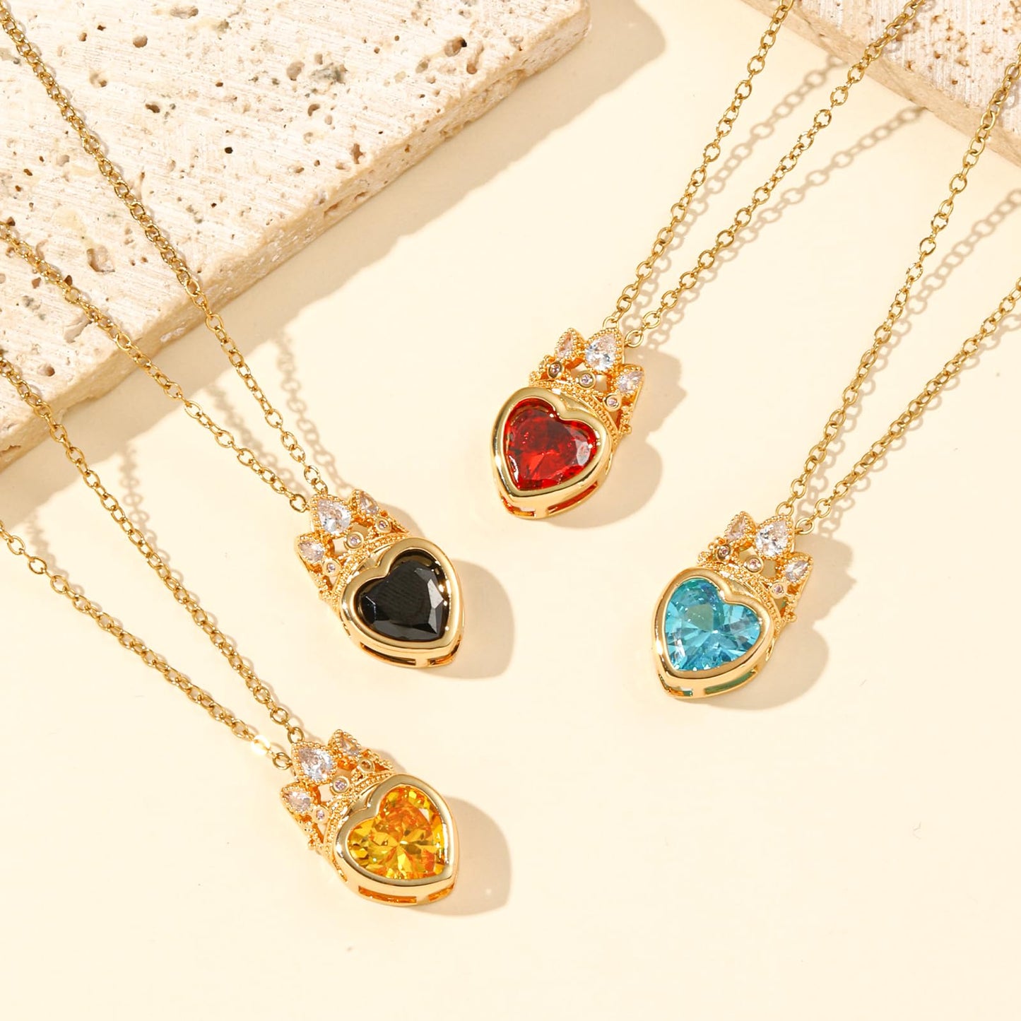 crataly Crown Heart Necklace for Women-Gold Plated Black Jewelry Princess Necklace For Valentine's Day Christmas Mother's Day Birthday Gifts