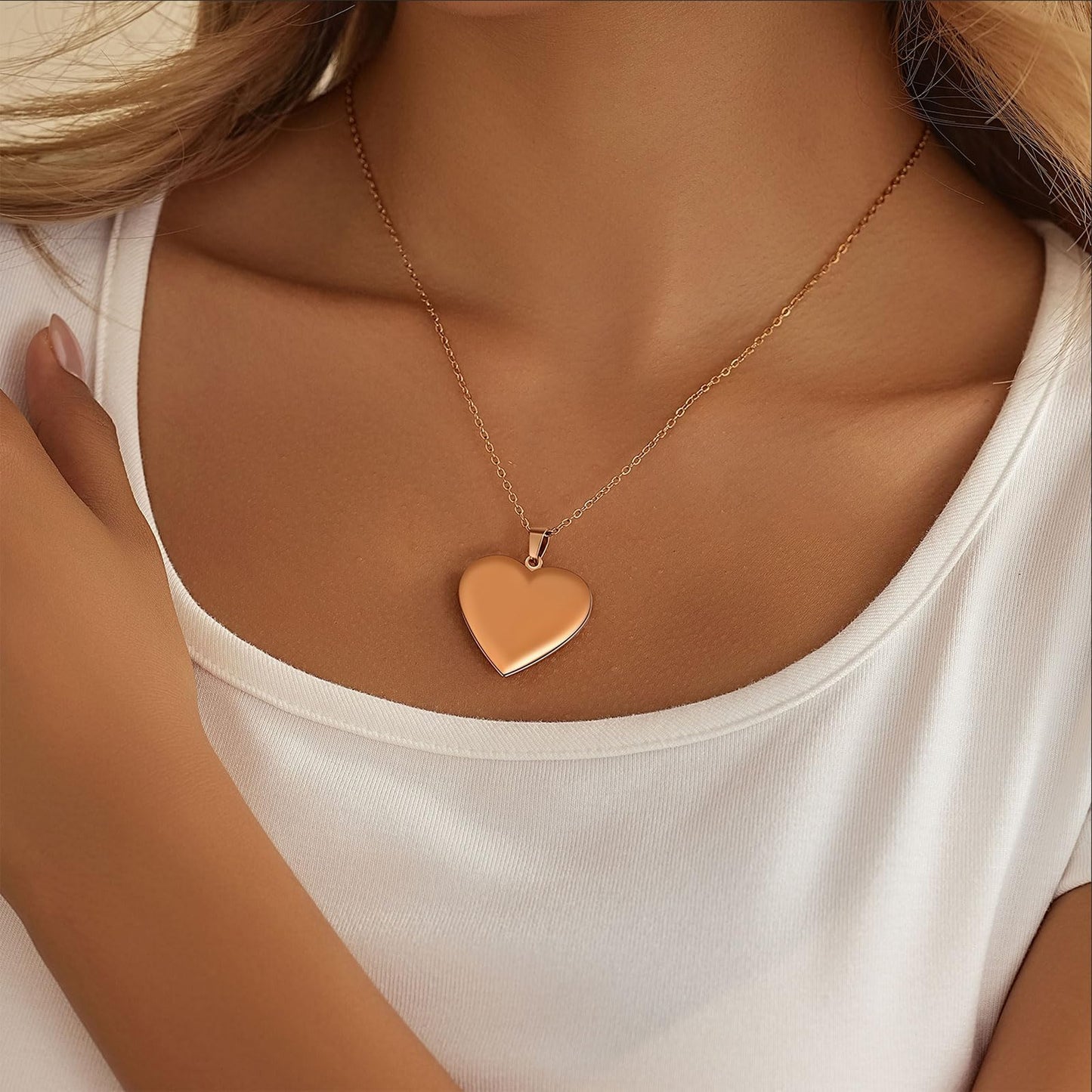 PHOCKSIN Rose Gold Heart Locket Necklace 12 Birth Flowers Personalized Love Heart Necklace that Holds Pictures Customized Gifts Locket Necklaces for Birthday