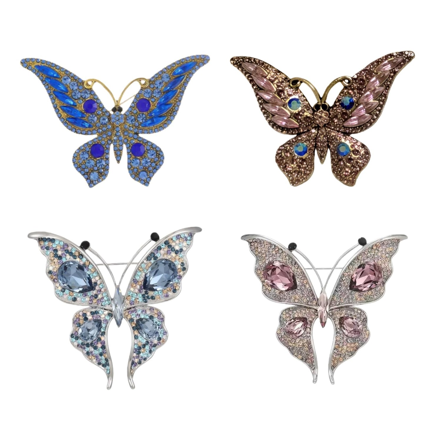 4Pcs Colorful Butterfly Brooch Pins for women, Fashion Women's enamel Crystal Rhinestone Butterfly Brooches Pin set for Clothes Dresses (1)