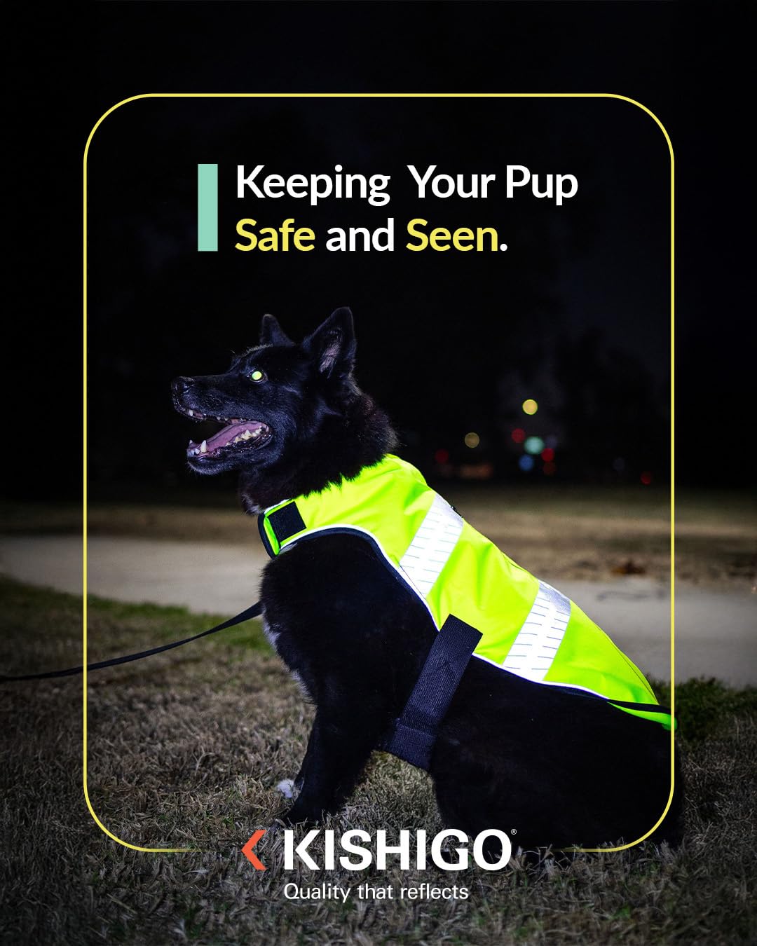 Reflective Dog Safety Vest, Harness and Collar Compatible, Waste Bag Holder, Water Resistant, Adjustable Neck and Chest, Day or Night Walking, High-Visibility Protection (Lime, L)