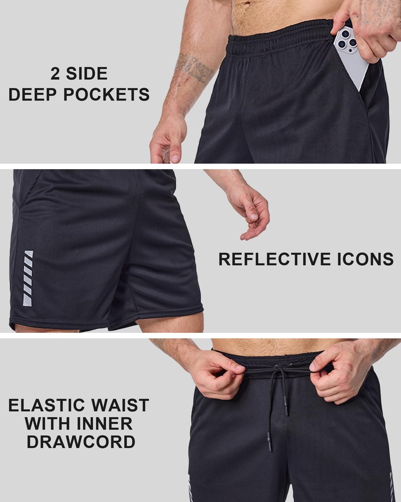 TEEPRIE Men’s Running Shorts, Athletic Gym Basketball Short with Pockets, Quick Dry Workout Short for Men Casual Sports