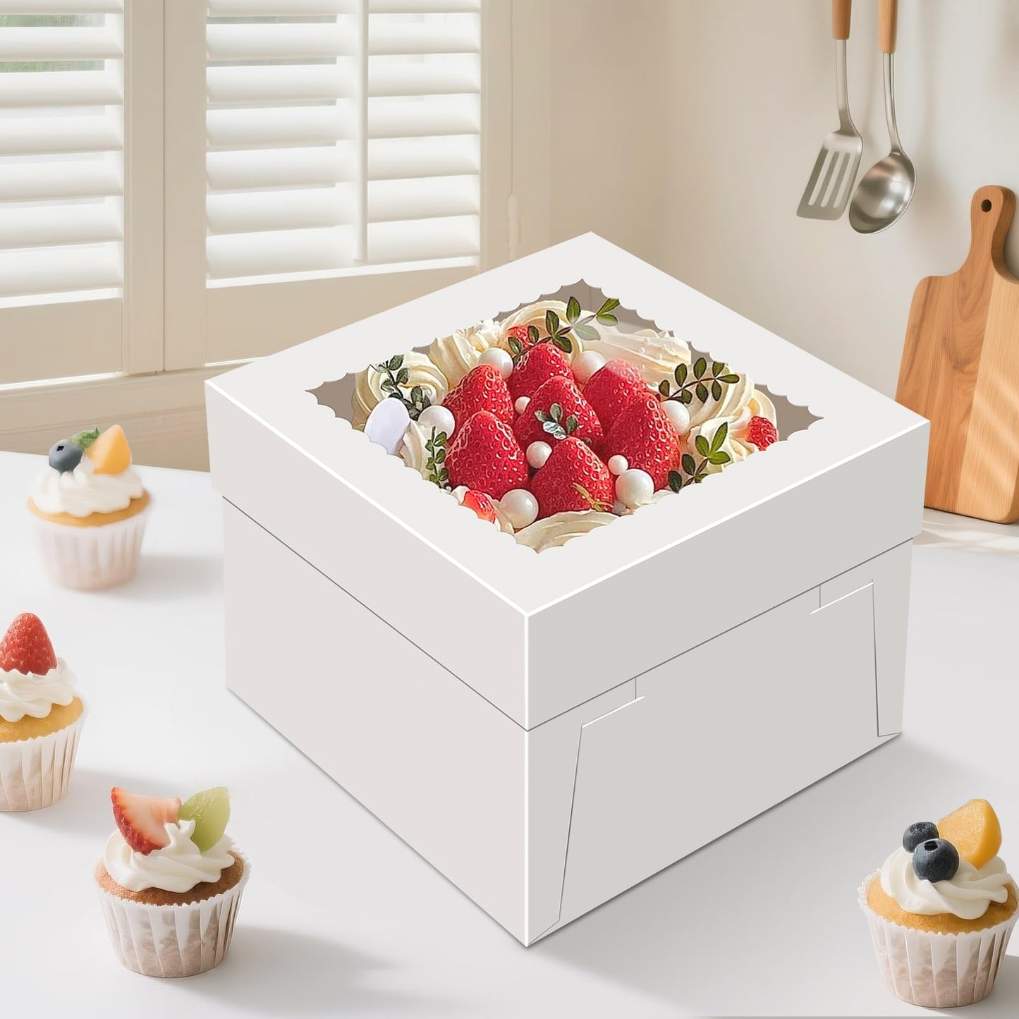 15 PCS Cake Boxes 10 Inch, 10x10x10 Tall Cake Box, 10 Inch Cake Box with Window, White Bakery Boxes, Large Baking Boxes, Cajas Para Pasteles, 10x10 Cake Boxes for Birthday, Wedding, Party, Business