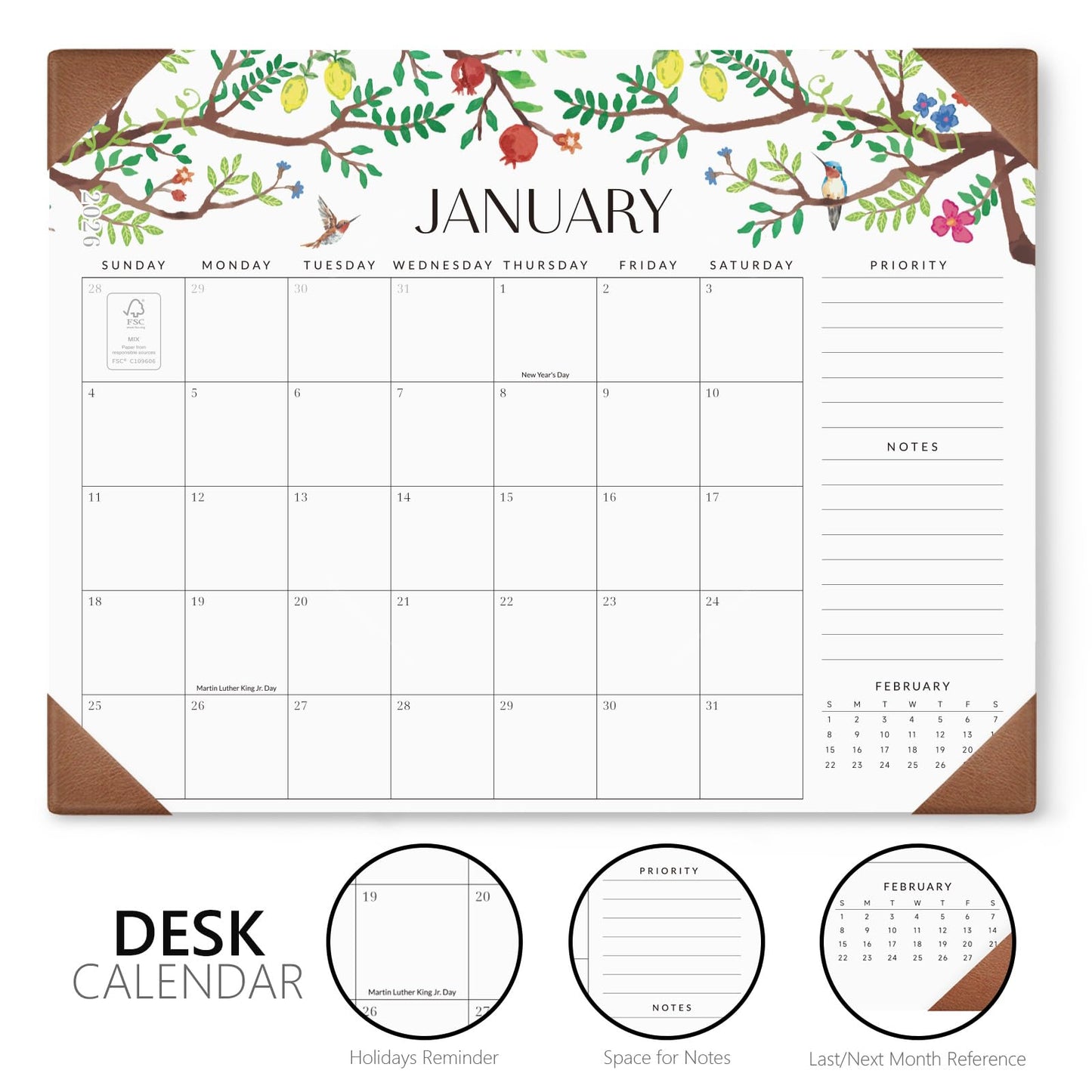 Jotsome Large Desk Calendar 2026-2027 with Desktop Pad, 18 Months Desk Pad Calendar from Now to June 2027 21''x16.5'', Desk Blotter Calendar for Home Office and School, Easy Planning