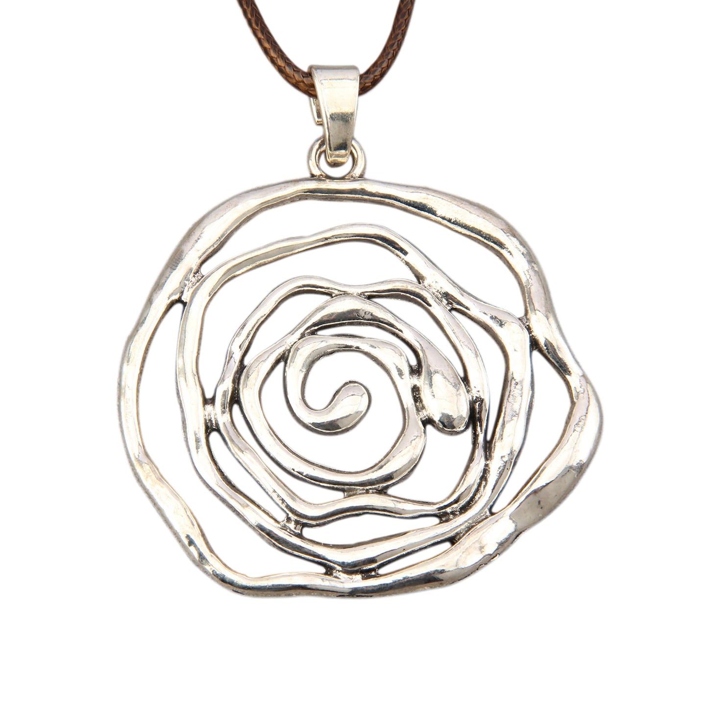joymiao Leather Necklace for Womens Chunky Long Necklace Boho Silver Necklace Flower Vintage Pendant Necklace Hippie Boho Jewelry for Women