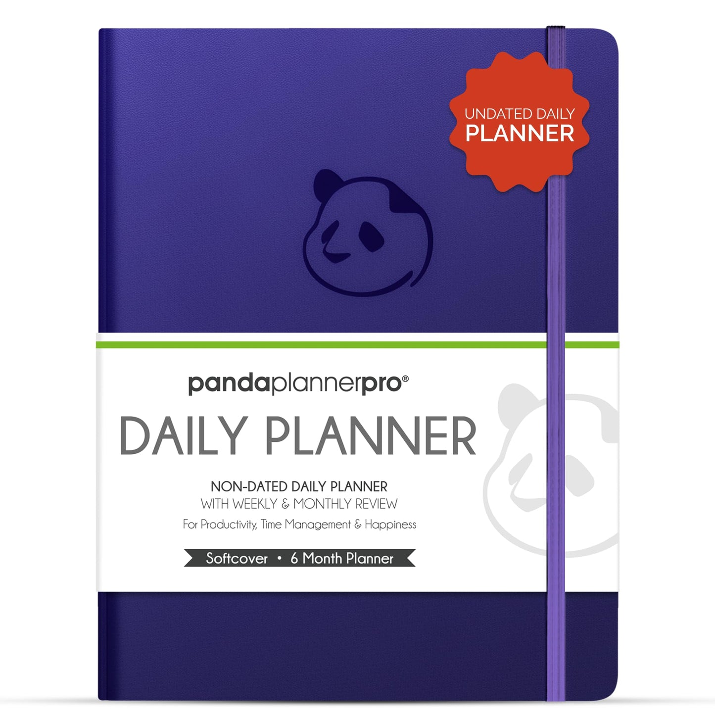 Panda Planner Pro A4 Daily Planner 2026 – 6 Month Undated Planner with Hourly Schedule, Large 8.5x11 Layout, To Do List, Daily Journal, Goal Planner, Habit Tracker & Gratitude Organizer for Home/Office – Purple