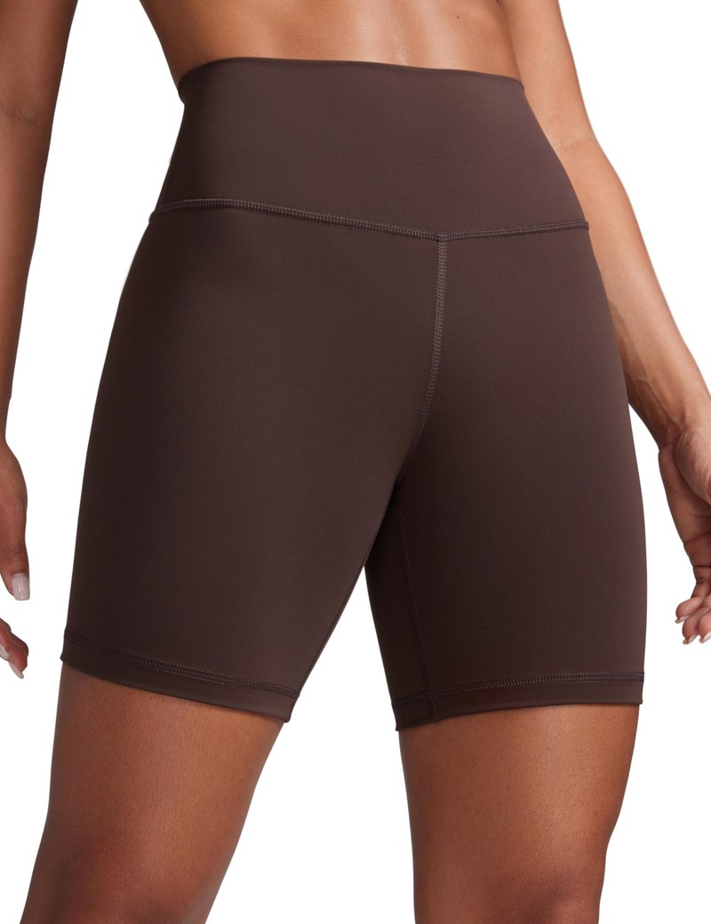 CRZ YOGA Butterbreeze Athletic Biker Shorts 6'' - High Waisted Workout Gym Volleyball Running Yoga Tummy Control Womens Hot Fudge Brown Medium