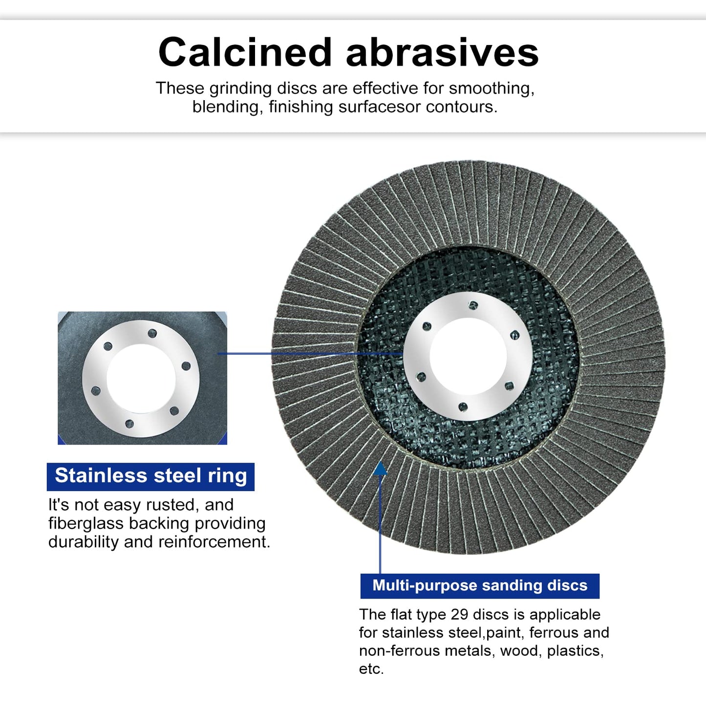 Sali 48 Pack Flap Disc 40 Grit 4.5" x 7/8-Inch Sanding Disc Bevel Type #29 Premium and Industrial Grade Angle Grinder Grinding Wheel High Performance Edge Grinding