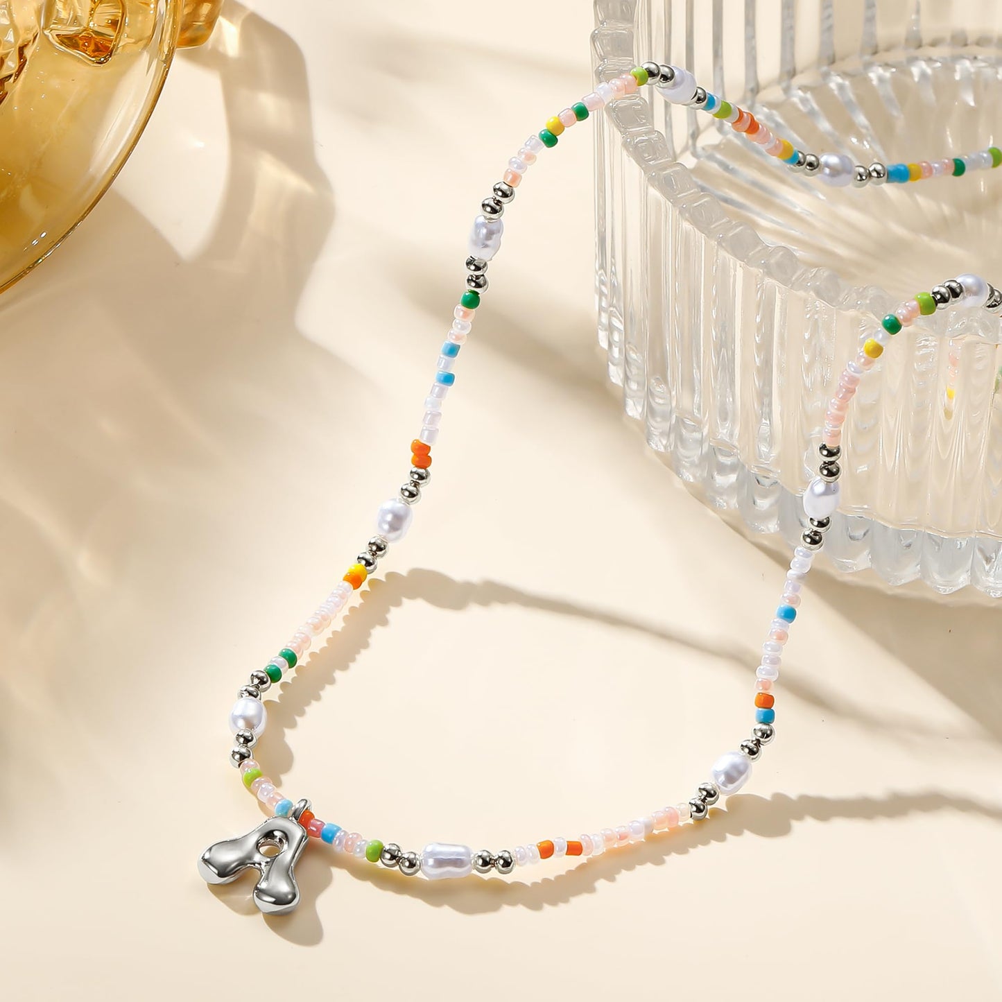 Ritach 7 8 9 10 Year Old Girl Gifts - Initial Necklace for Girls Jewelry Beaded Letter Y Necklace Silver Initial Necklaces for Women Gifts for 7 8 9 10 11 Year Old Girl Birthday Gift