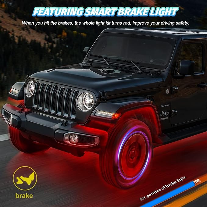 12 Pods RGB LED Rock Lights for Trucks Pickup Offroad Golf Cart SUV UTV, 6500K Super Bright, IP68 Waterproof, Segmented Color Change APP Control Underglow Kit with Power Swith Extension Wires, 12V