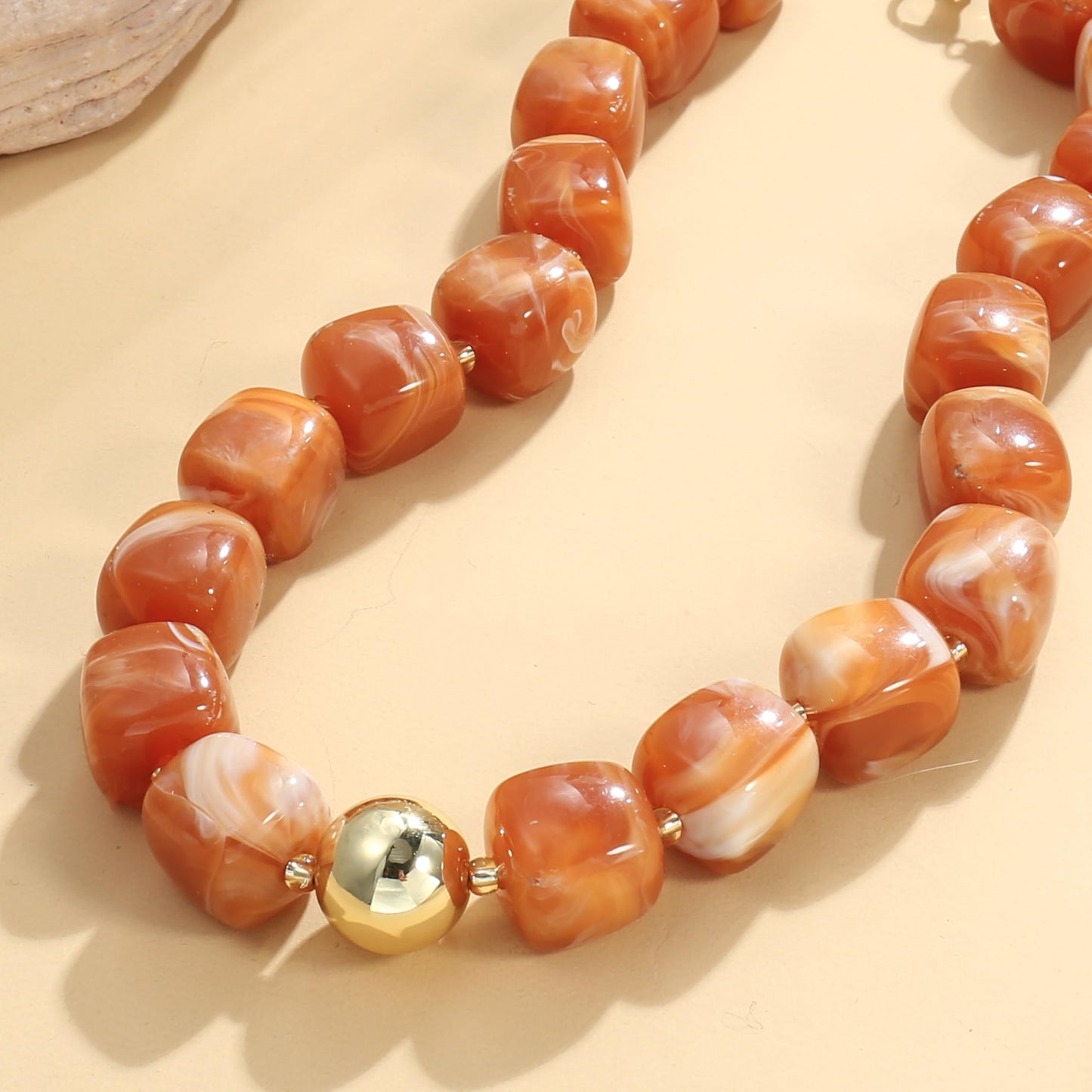 BREPINE Caramel Chunky Necklaces for Women Multicolored Large Square Resin Beads Necklace Trendy Bold Statement Beaded Summer Candy jelly Vacation Choker