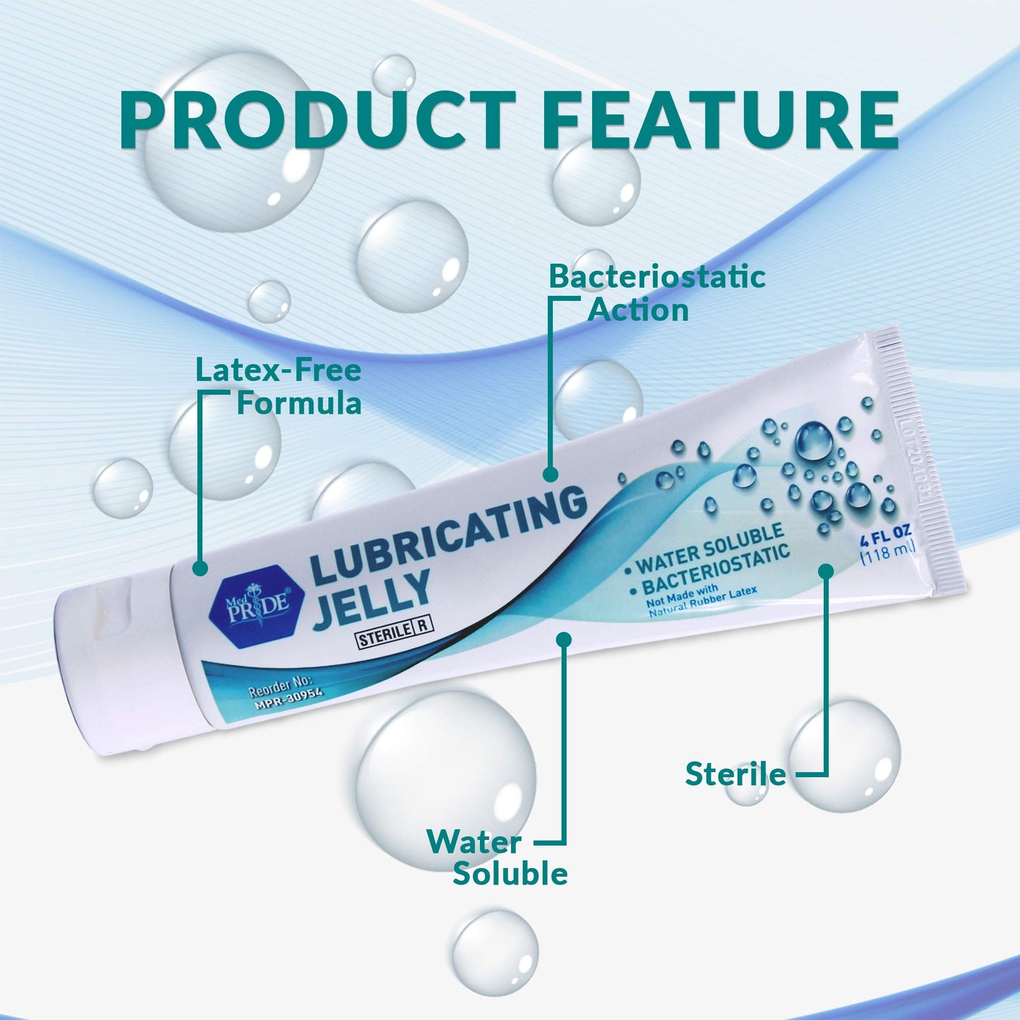 MED PRIDE Sterile Surgical Lubricant Jelly Tube, 4 Fl Oz, Water-Soluble, Bacteriostatic, Latex Free, Medical Lubricating Jelly, Box of 12