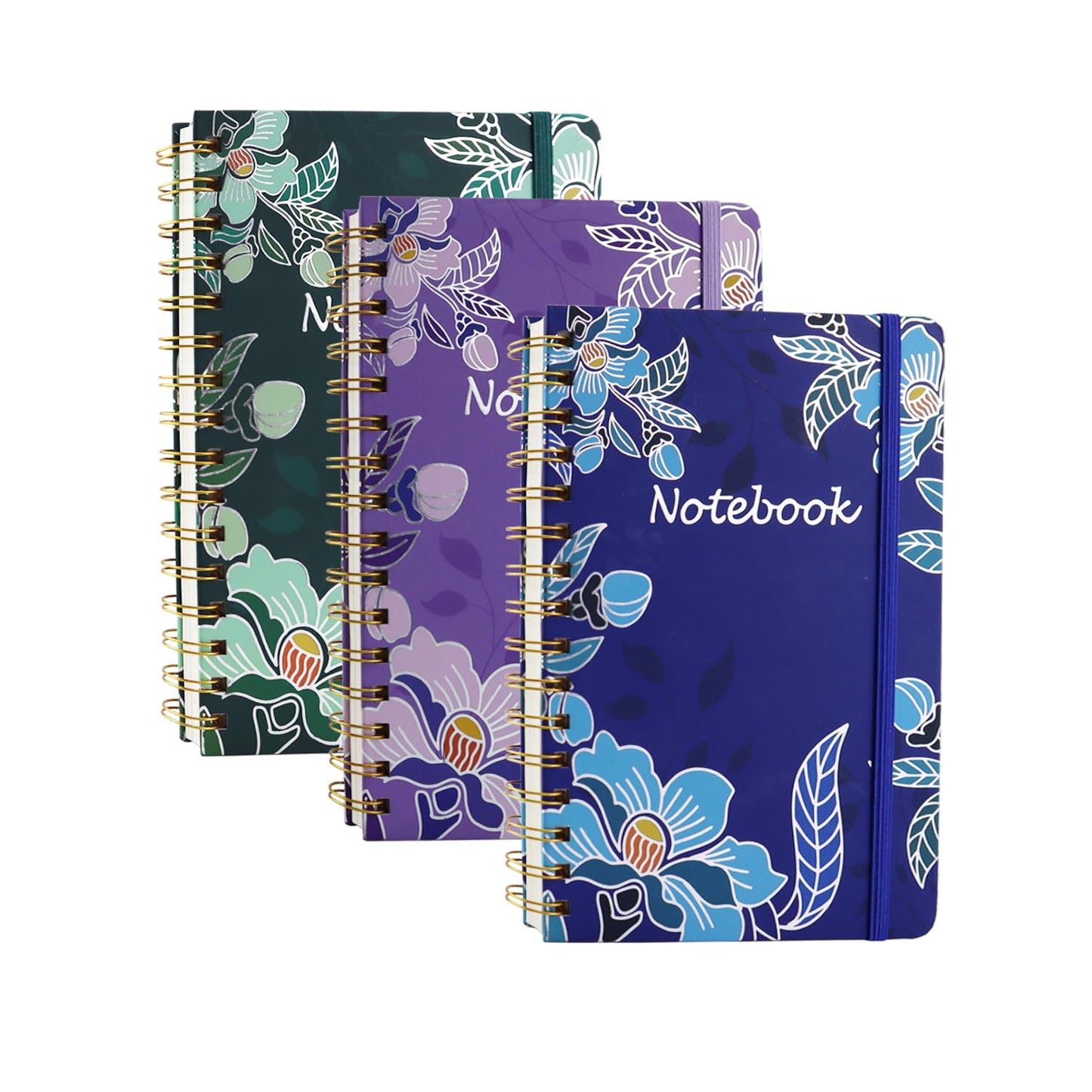 Aacehlh 3 Pack Hardcover Spiral Notebook Journal for Women,A5 College Ruled Notebooks with Pocket,8.5"x 5.7",160 Pages,Cute Journals for Daily Study or Work