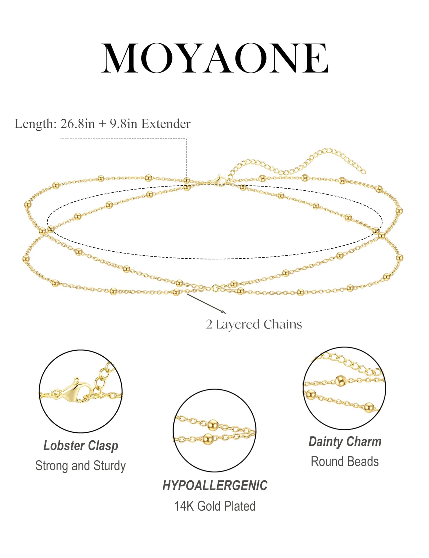 MOYAONE Waist Chain for Women 14K Gold Plated Waist Beads Belly Chain Dainty Layered Body Chain Belt Beach Jewelry for Women Sexy Waterproof Non Tarnish Adjustable Summer Jewelry Accessories