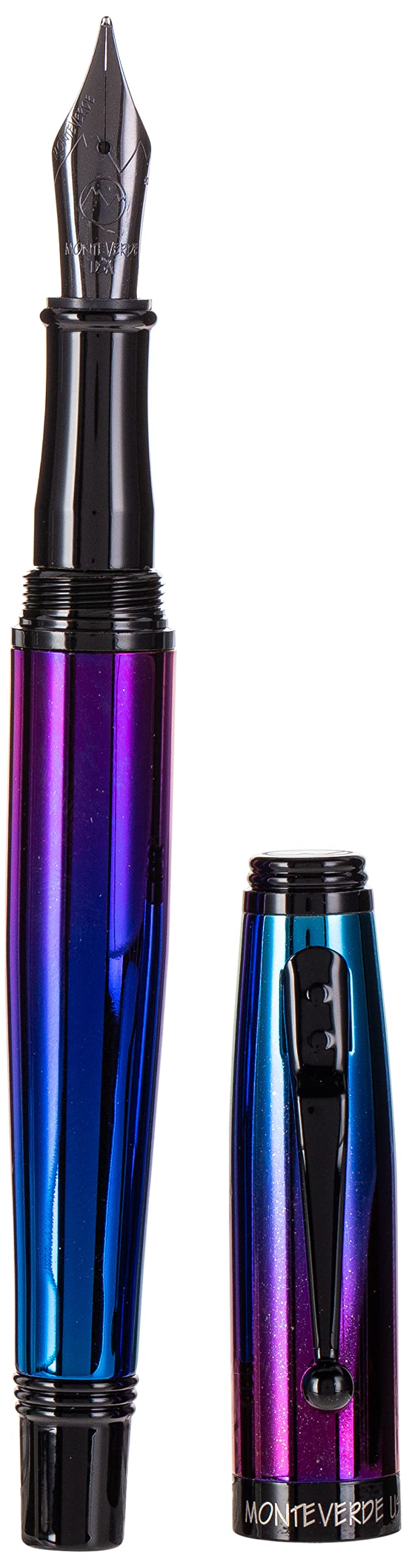 Monteverde Invincia Nebula Fountain Pen - Broad Nib, Multi-Color Plating, Premium Writing Instrument