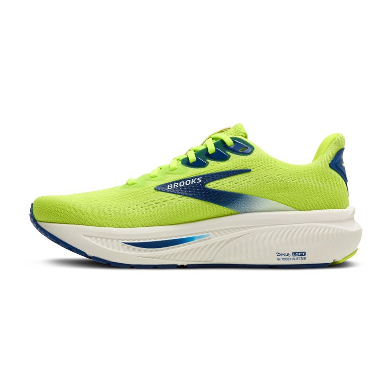 Brooks Men’s Ghost 17 Neutral Running Shoe - Acid Lime/Navy/White - 14 Medium