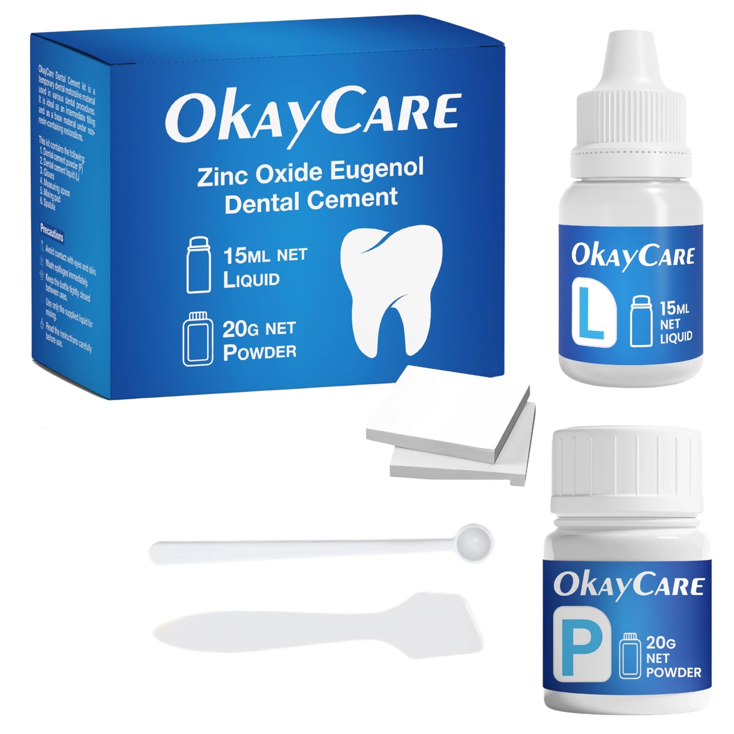 Zinc Oxide Eugenol Dental Cement Kit – Instant Tooth Repair, Cap, Crown & Bridge Filling | Ultra Strong & Pulp-Soothing Formula | Long Lasting - Easy Mix-and-Use Dental Adhesive for DIY, Home & Clinic