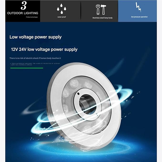 Submersible LED Pool Light - IP68 Waterproof Color Changing Spotlight, 12V/24V Stainless Steel Fountain Light