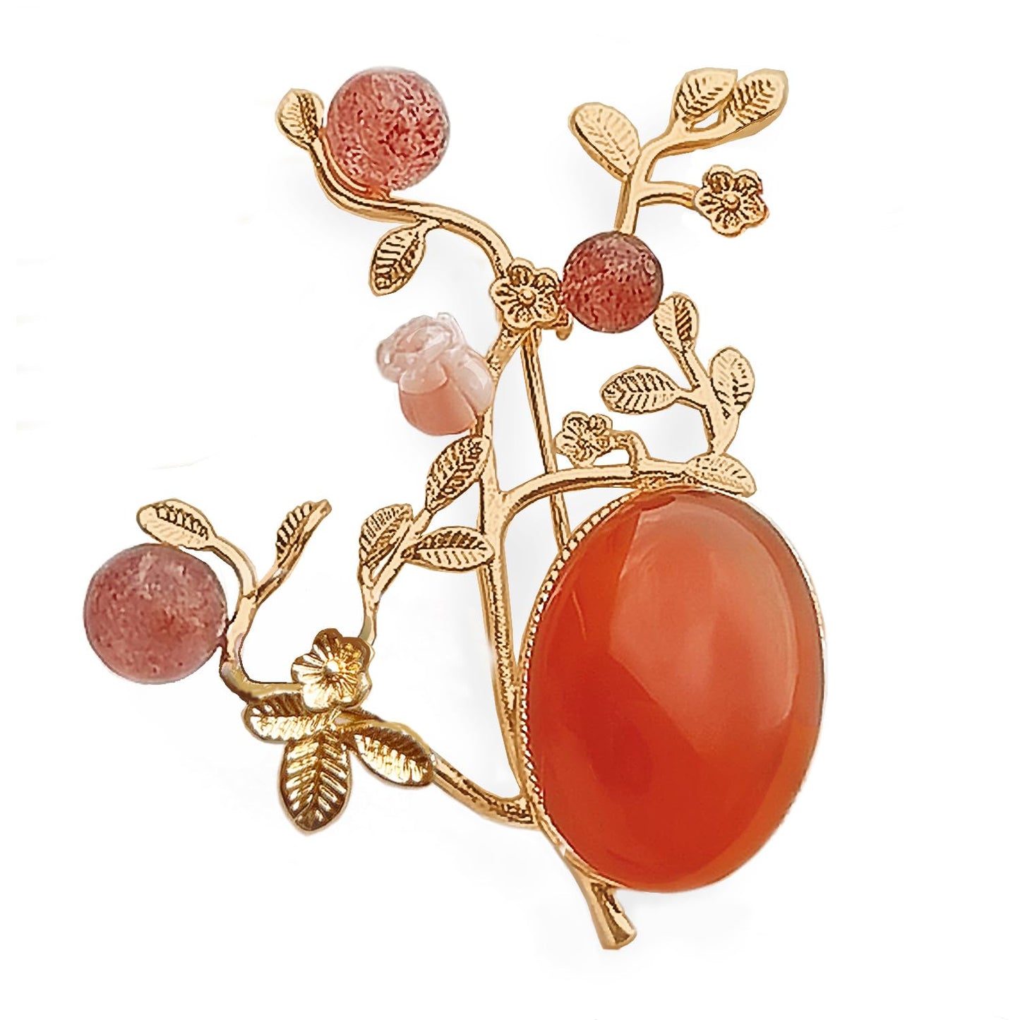 CCijiNG New Year Brooches for Women with Crystal, Flower, Rhinestone Brooches Pins Elegant Jewelry Blossom Fashionable Gifts Ladies Bouquet Brooches Pin for Birthday, Party, New Year, Wedding（Orange）