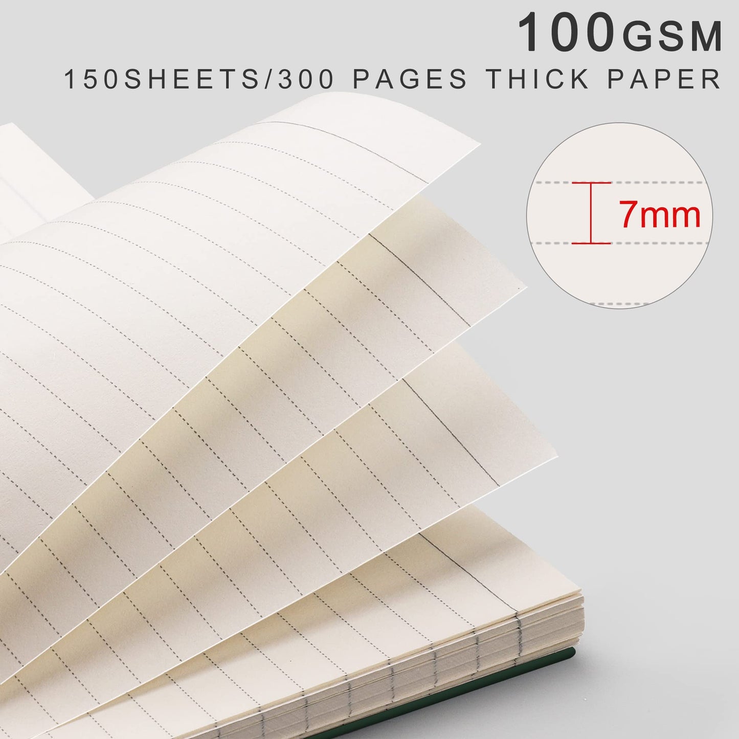 EMSHOI A4 Spiral Notebook College Ruled, 11.2" X 8.27", 150 Sheets/300 Pages, 100gsm Thick Lined Journal, Waterproof Softcover, Twin-Wire Binding, for School Work Business Writing, Gifts - Green