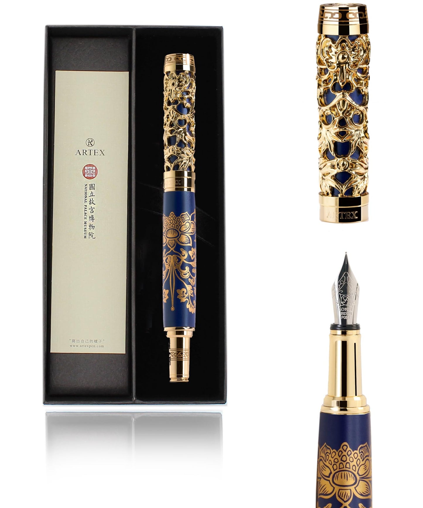 ARTEX Luxury Fountain Pen - Museum Art Collections - Crafting Timeless Beauty - the Best Gift & Office Desk Decor, German SCHMIDT Fine Nib, Solid Metal
