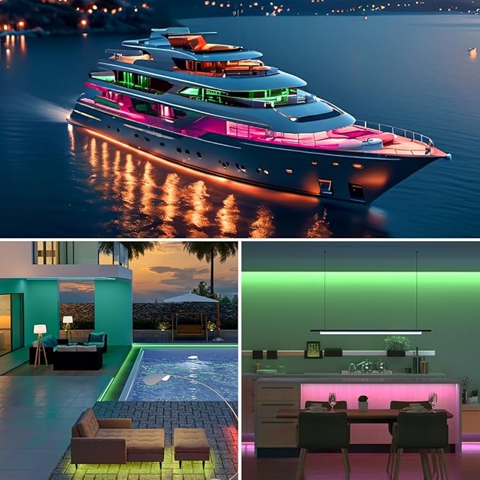 BTF-LIGHTING IP68 Waterproof Outdoor WS2815(Upgraded WS2812B) RGB LED Strip Individually Addressable 5050SMD Dual Signal DC12V 16.4ft 150Pixel Can Work Outdoor 12MM Width(No Adapter or Controller)