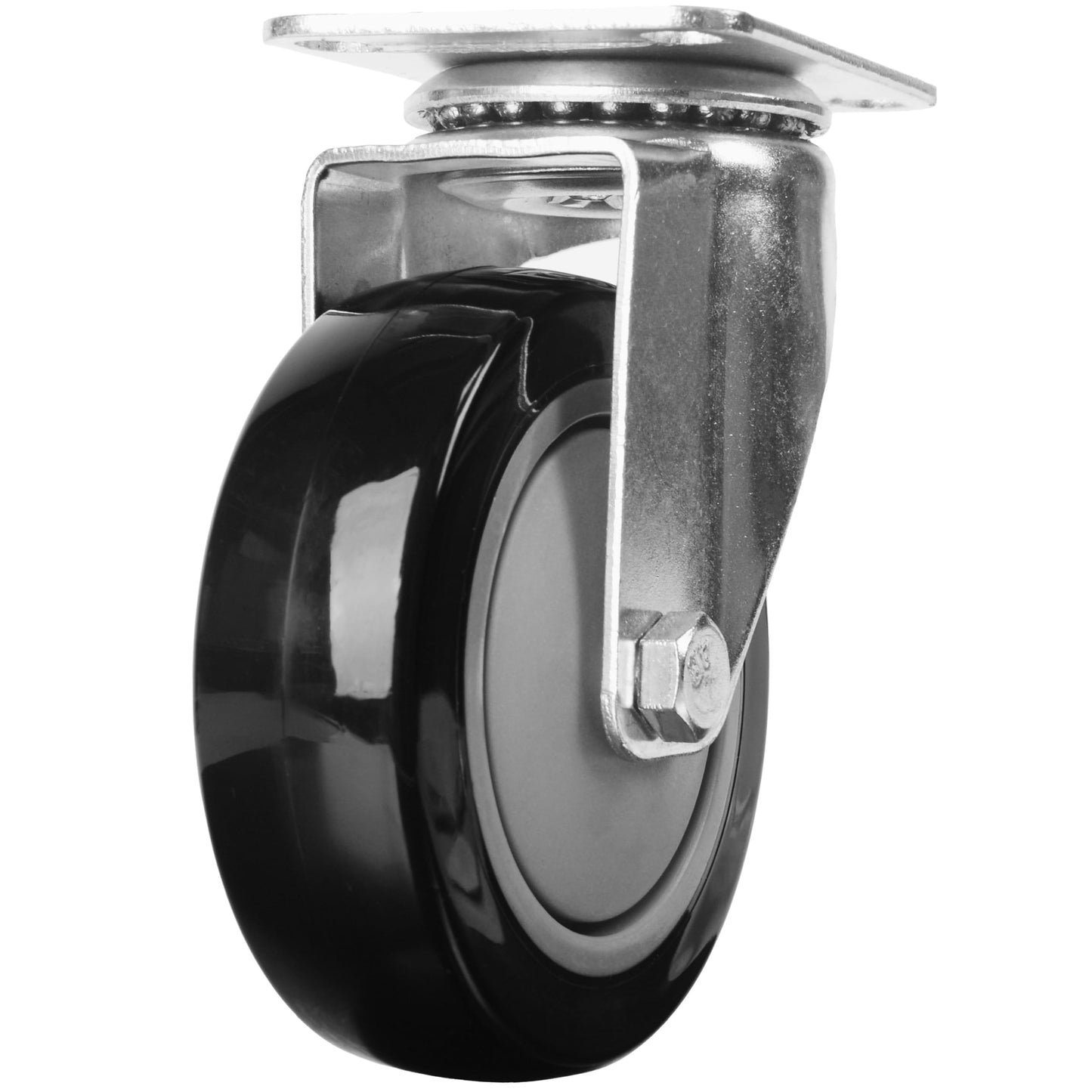 Finnhomy 4” Inch Swivel Casters Wheels Set of 4 Plate Casters Heavy Duty Premium Polyurethane PU Wheels for Furniture/Workbench Load Bearing 2,600 Lbs Anti-wear Smooth Casters Black (Free Screws)