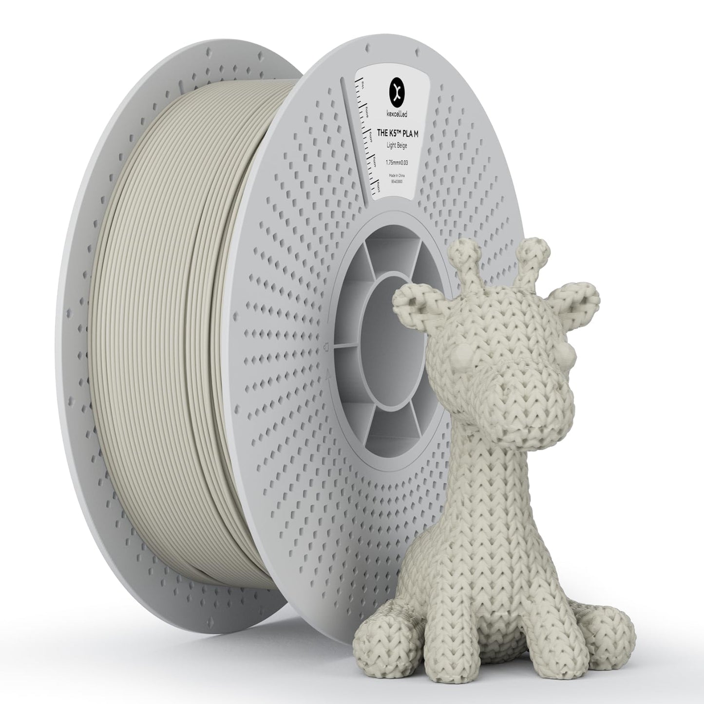 kexcelled Matte PLA Filament 1.75mm，Matte Light Beige PLA 3D Printer Filament 1kg Spool (2.2lbs) with +/-0.03mm Accuracy,Upgraded Tangle-Free Winding for Most FDM Printers
