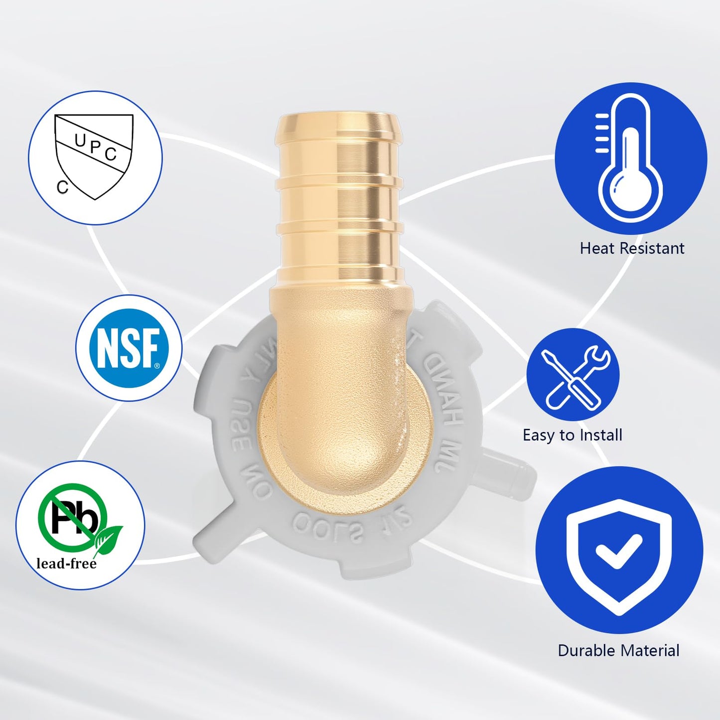 YVSKM 1/2" Pex × 1/2" Female NPT Swivel Elbow No-Lead Brass Crimp Fitting,PEX-B Compatible,10-Pack