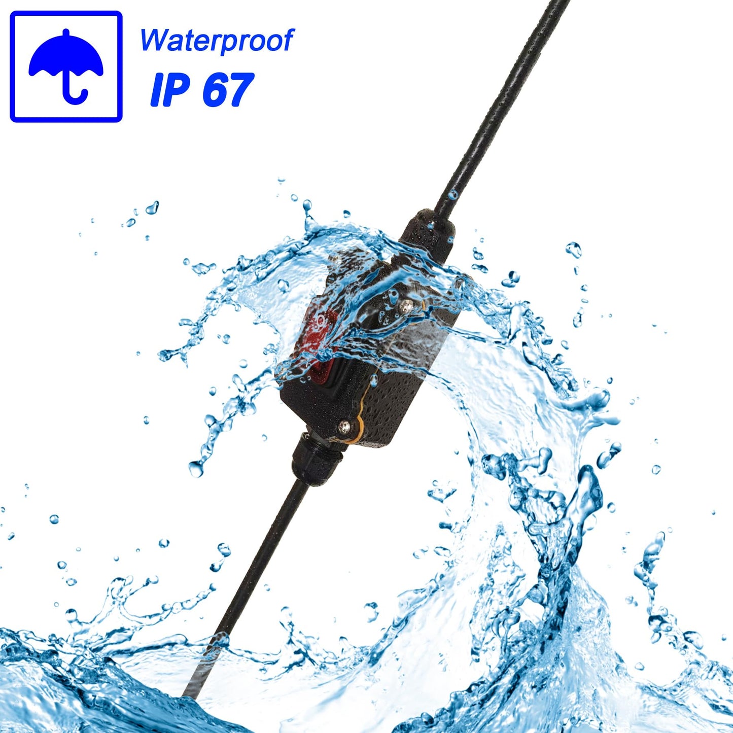 FUAUJUE Inline Cord Switches with 1.31FT 16AWG Cable Piggyback (3-core Bare Wire) Cord On/Off AC 110-240V Inline Power Switchs with Red Rocker Button for caravans Kitchens or Other Equipment(AC).