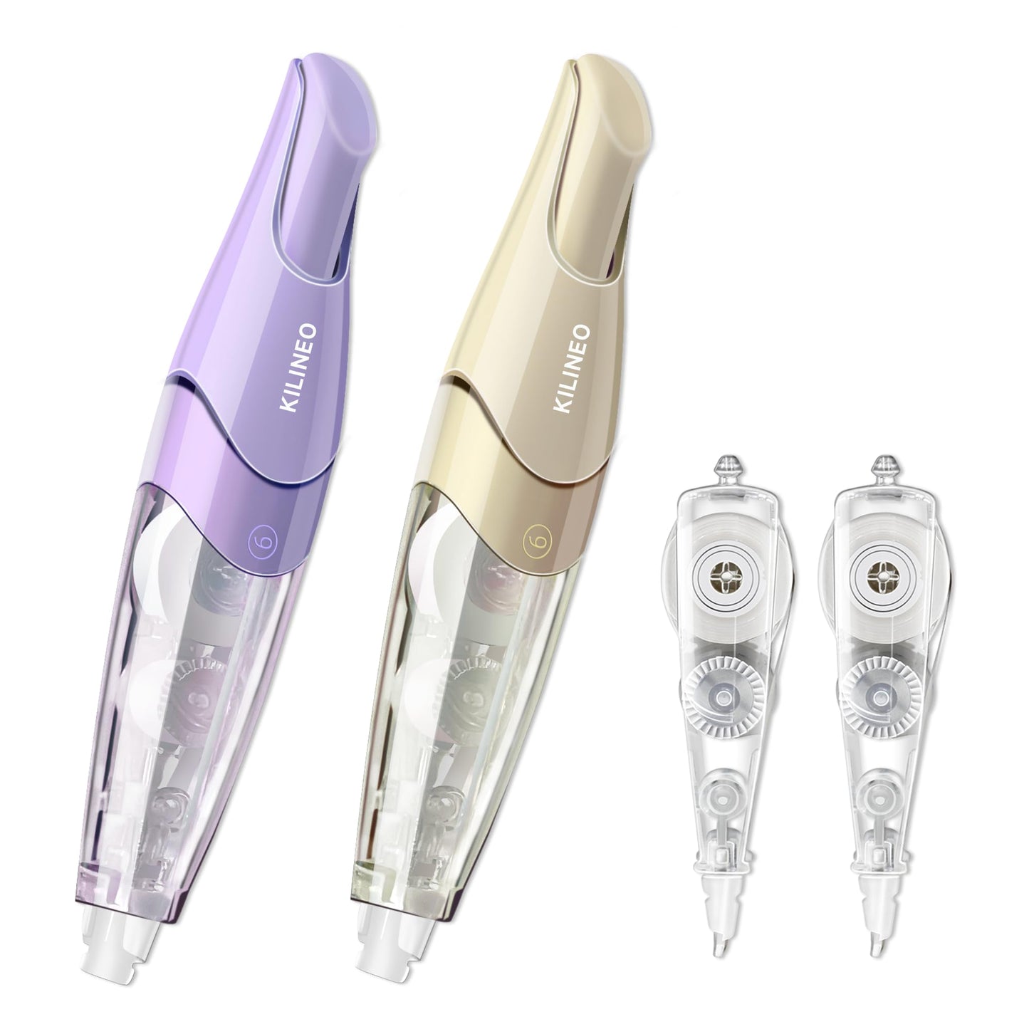 KILINEO Refillable Retractable White Correction Tape, Pen Shaped White Smooth Pull Out Japanese Aesthetic Cute Correction Tape for Office Supplies, 4 PCS (ZH-87)