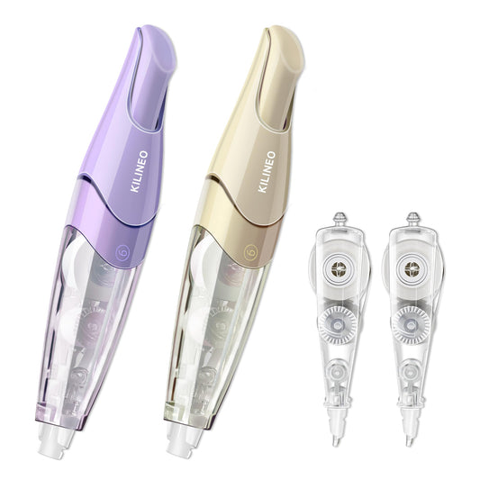 KILINEO Refillable Retractable White Correction Tape, Pen Shaped White Smooth Pull Out Japanese Aesthetic Cute Correction Tape for Office Supplies, 4 PCS (ZH-87)