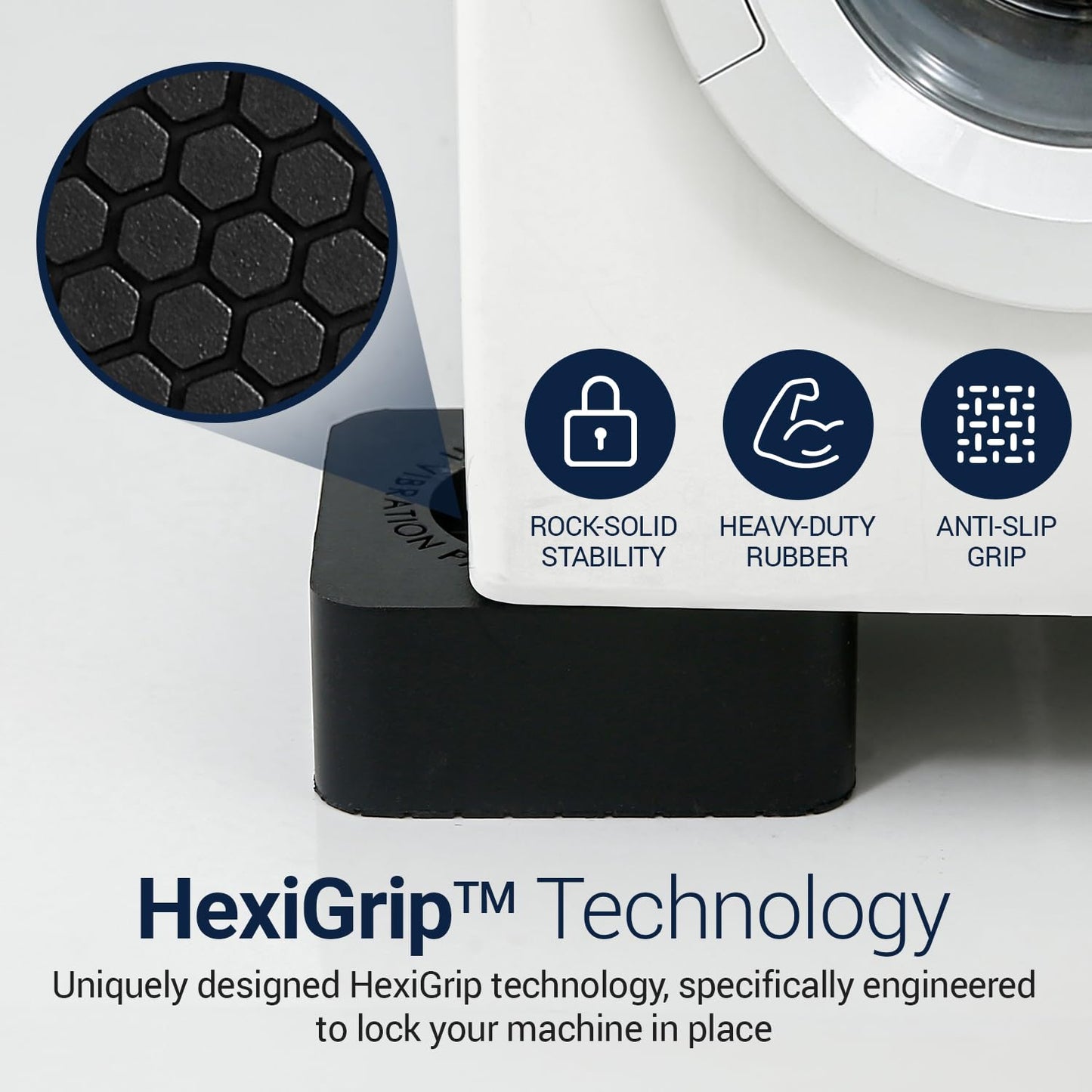 Anti Vibration Pads for Washing Machine and Dryer (Set of 4) - Washer Anti Vibration Pads with HexiGrip™ - Washing Machine Accessories & Leveling Pads - Vibration Dampening Mat