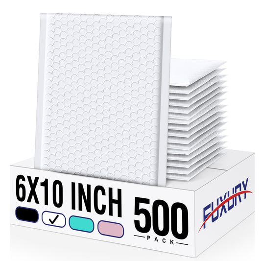 Fuxury 500 Pack White Bubble Mailers 6x10 Inch, Small Bubble Shipping Envelopes#0 Thick Bubble Padded Mailer Strong Adhesion Padded Envelopes for Mailing Jewelry,Makeup