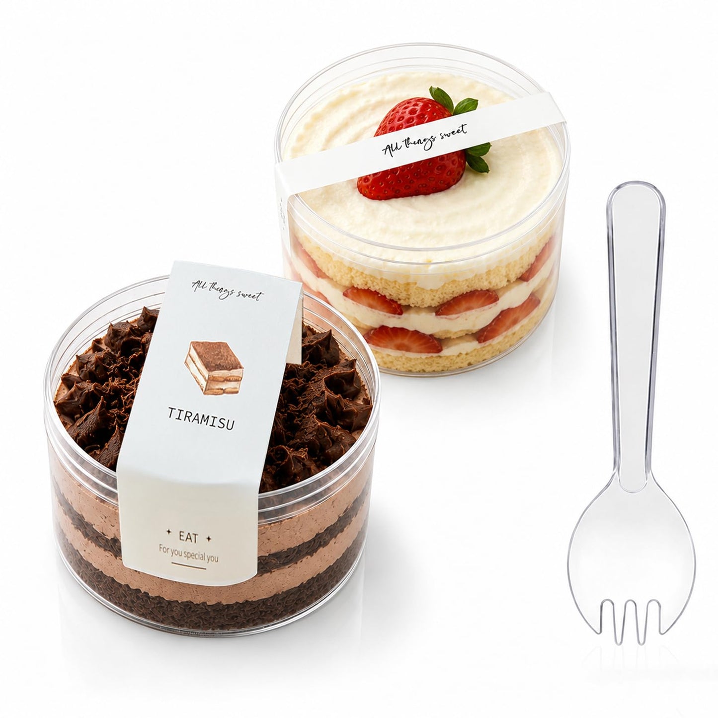 Plastic Dessert Cups with Lids and Sporks,Stickers,Tiramisu Containers,Cookie Containers,Clear Food Containers for Fruit,Pudding,Mousse, Tiramisu Cups With Lids (30pcs,Clear,3.66 * 3.66 * 2.36 in)