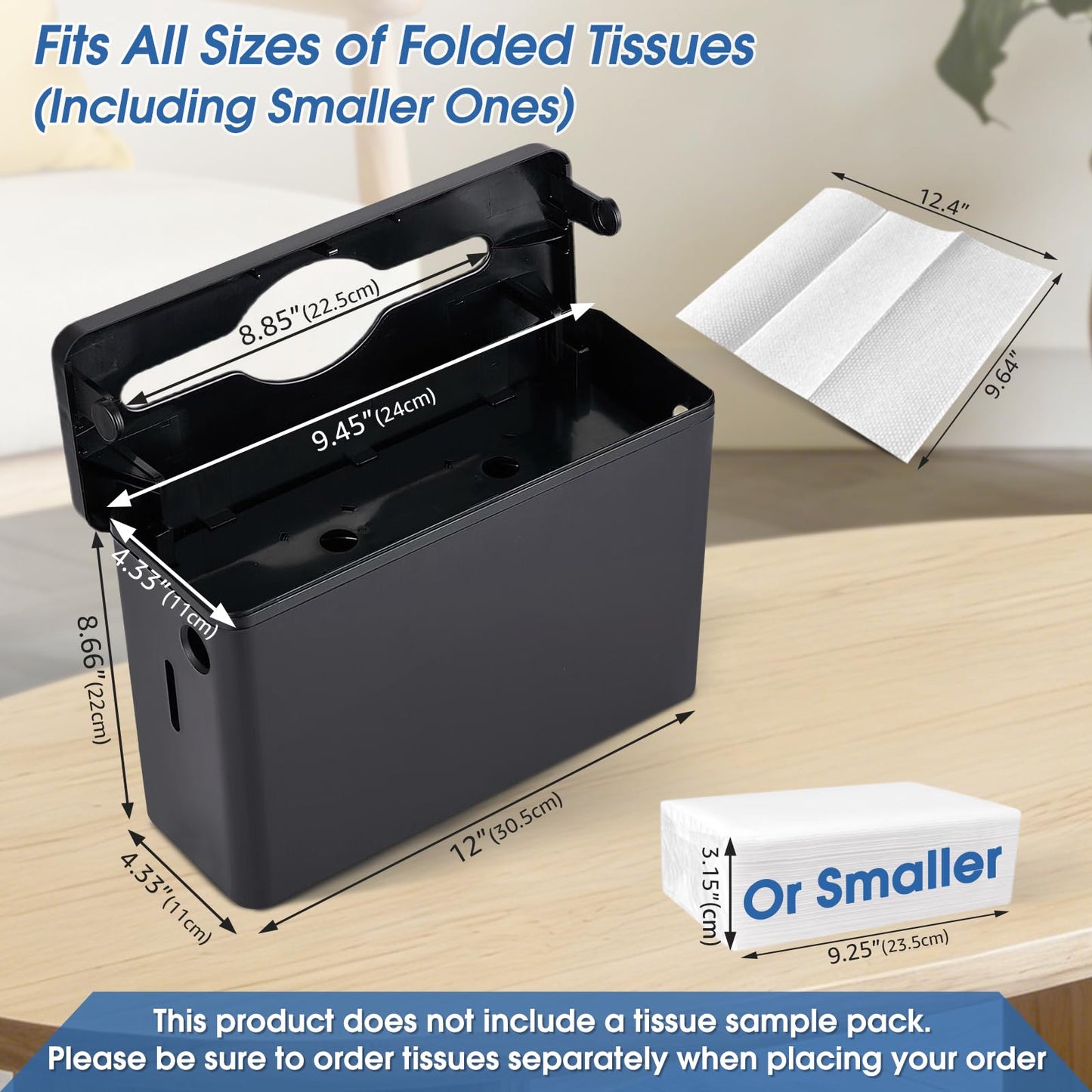 Countertop Paper Towel Dispenser, Large Capacity, Non-Slip Base, Compatible with Multifold, C-Fold & Z-Fold Towels, Ideal for Bathroom, Kitchen, Commercial & Office Use, Durable ABS Construction