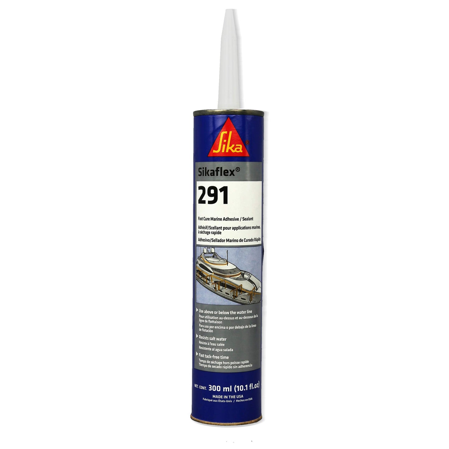 SIKA Sikaflex-291, Black, Fast Cure Marine Adhesive and Sealant, Polyurethane for Boats, Waterproof, Paintable, 10.1 fl. oz Cartridge